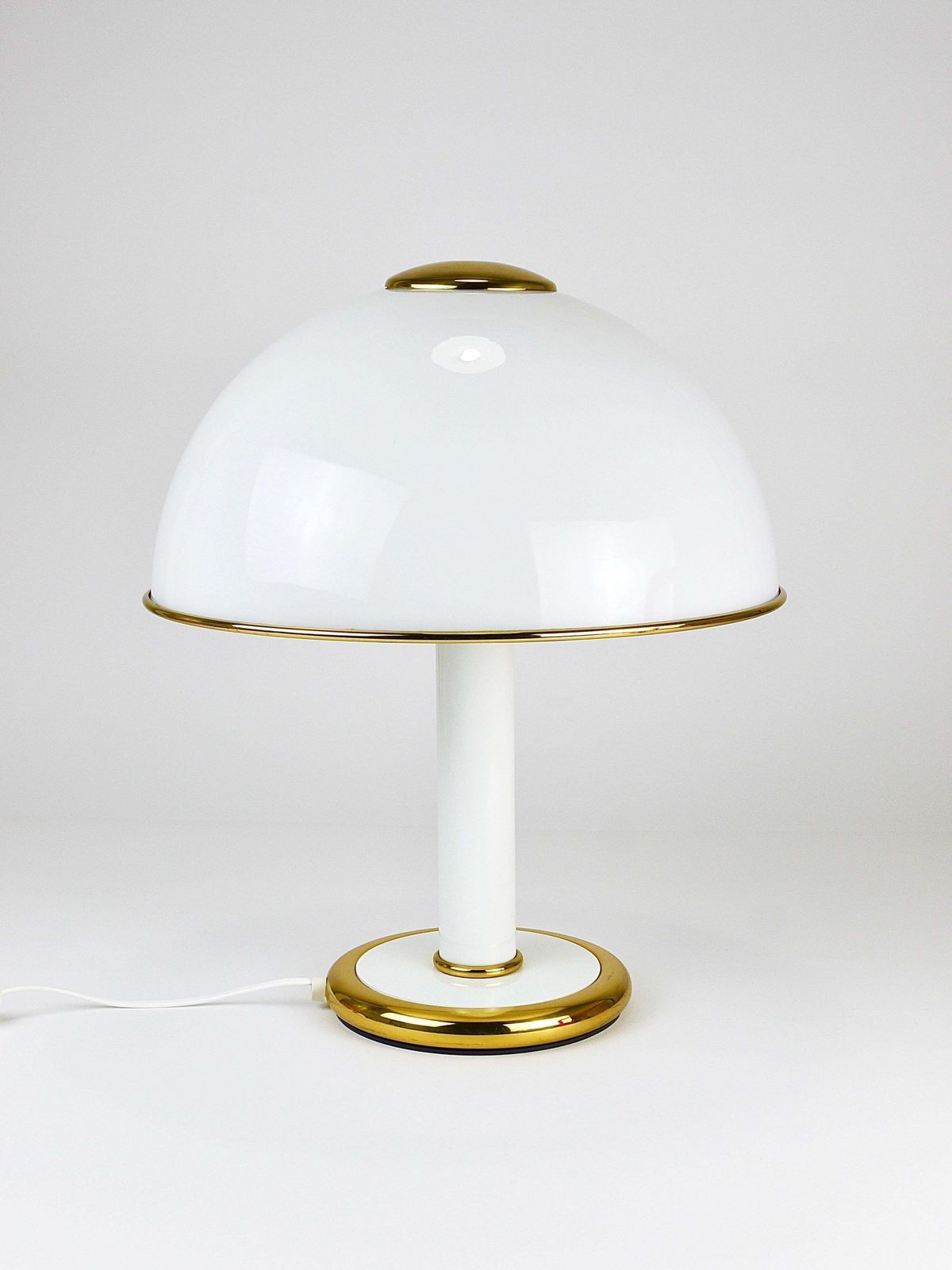 photo for sale F. Fabbian Gold & White Murano Glass Mushroom Table Side Lamp, Italy, 1970s