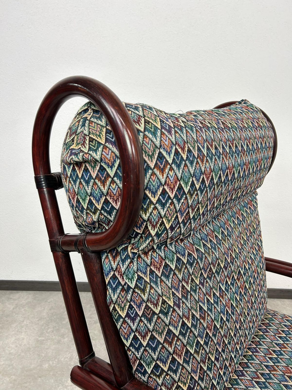 photo furniture Mid Century Modern Bamboo Wingchair With Stool By Gervasoni
