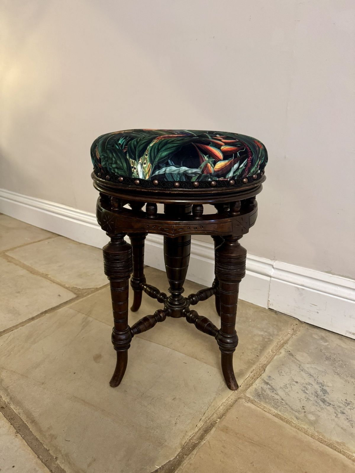 Fine Quality Antique Mahogany Revolving Piano Stool photo furniture