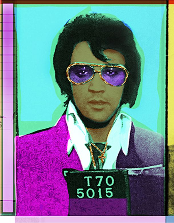 Batik 'Elvis Gold' Signed Limited Edition Print Framed In Black