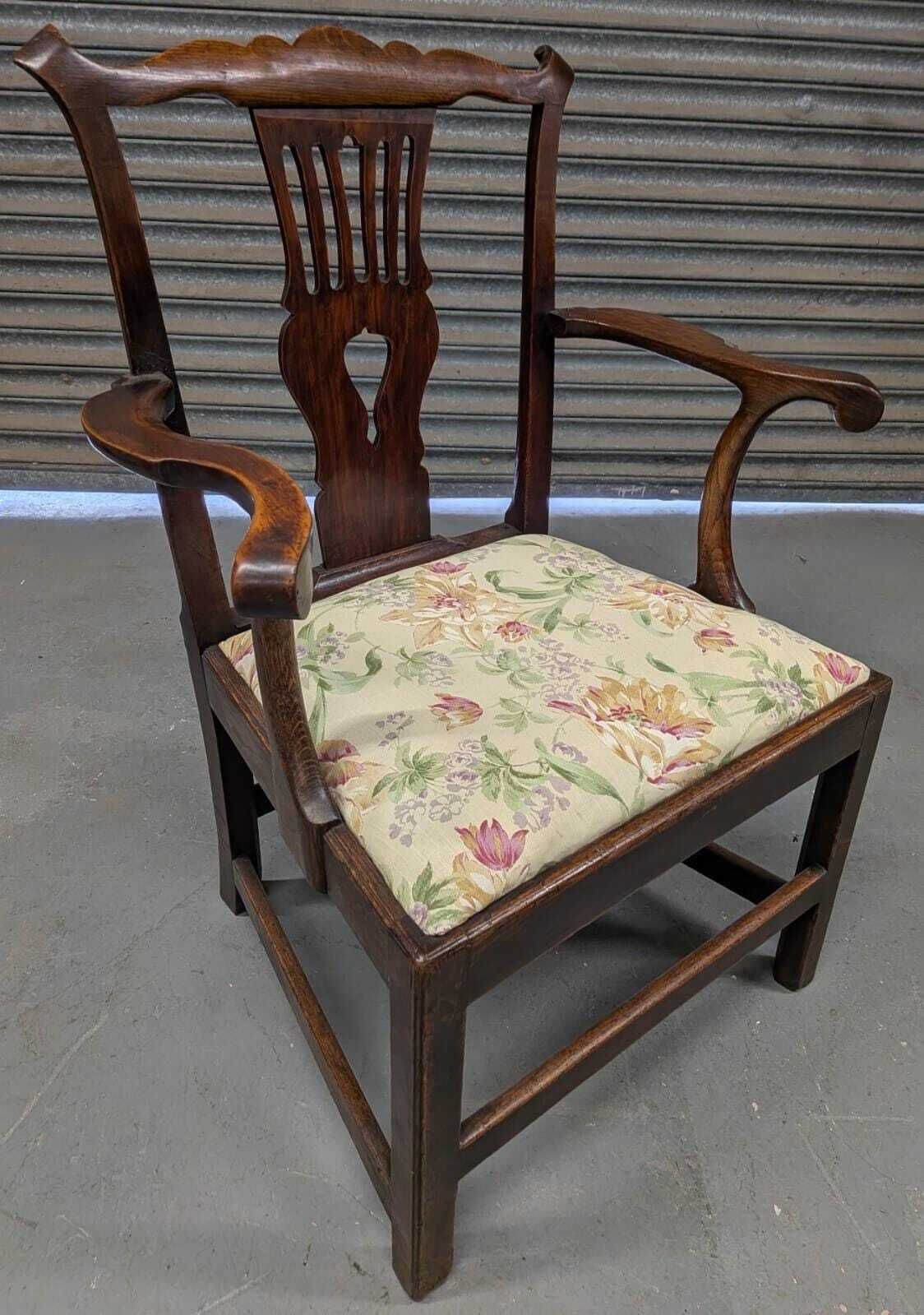 Georgian Oak County Cottage Splat Back Chair With Laura Ashley Upholstery photo furniture