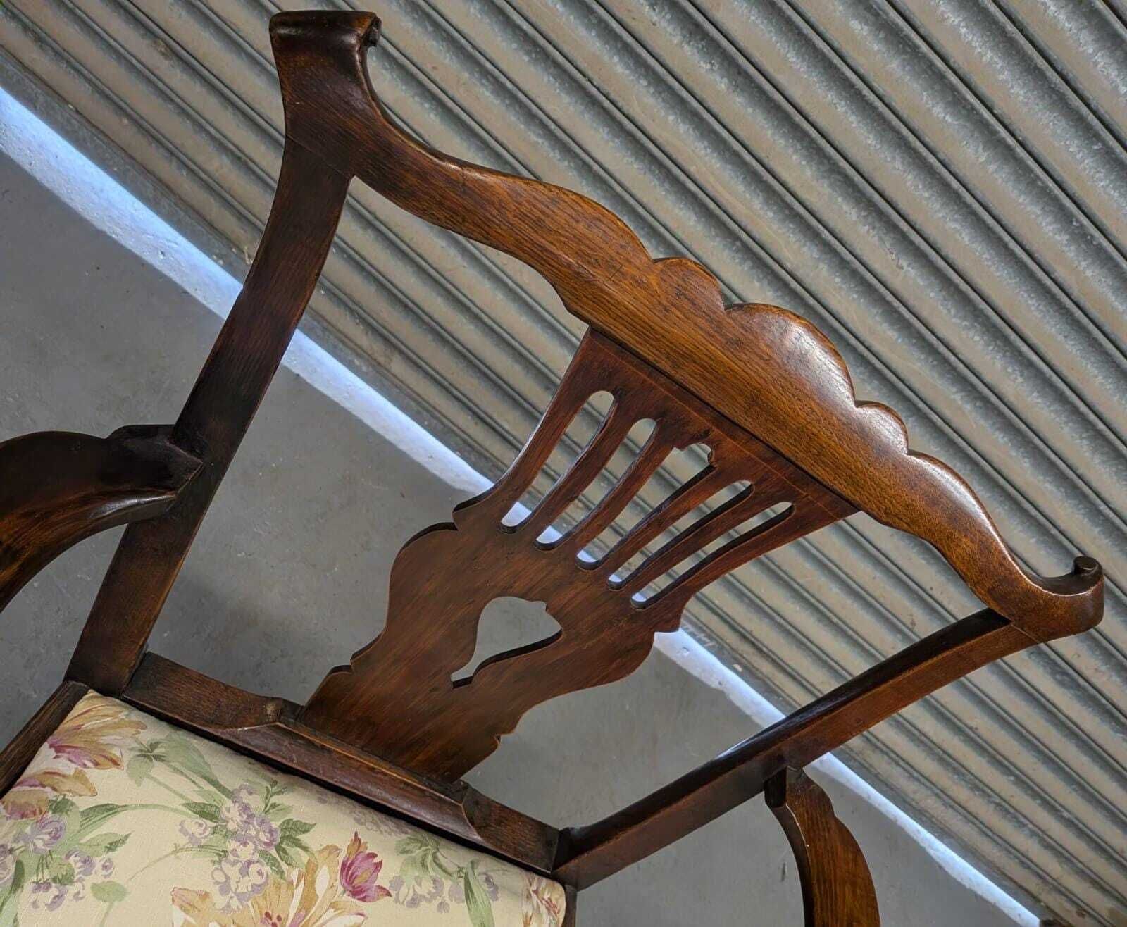 Georgian Oak County Cottage Splat Back Chair With Laura Ashley Upholstery photo 294.0