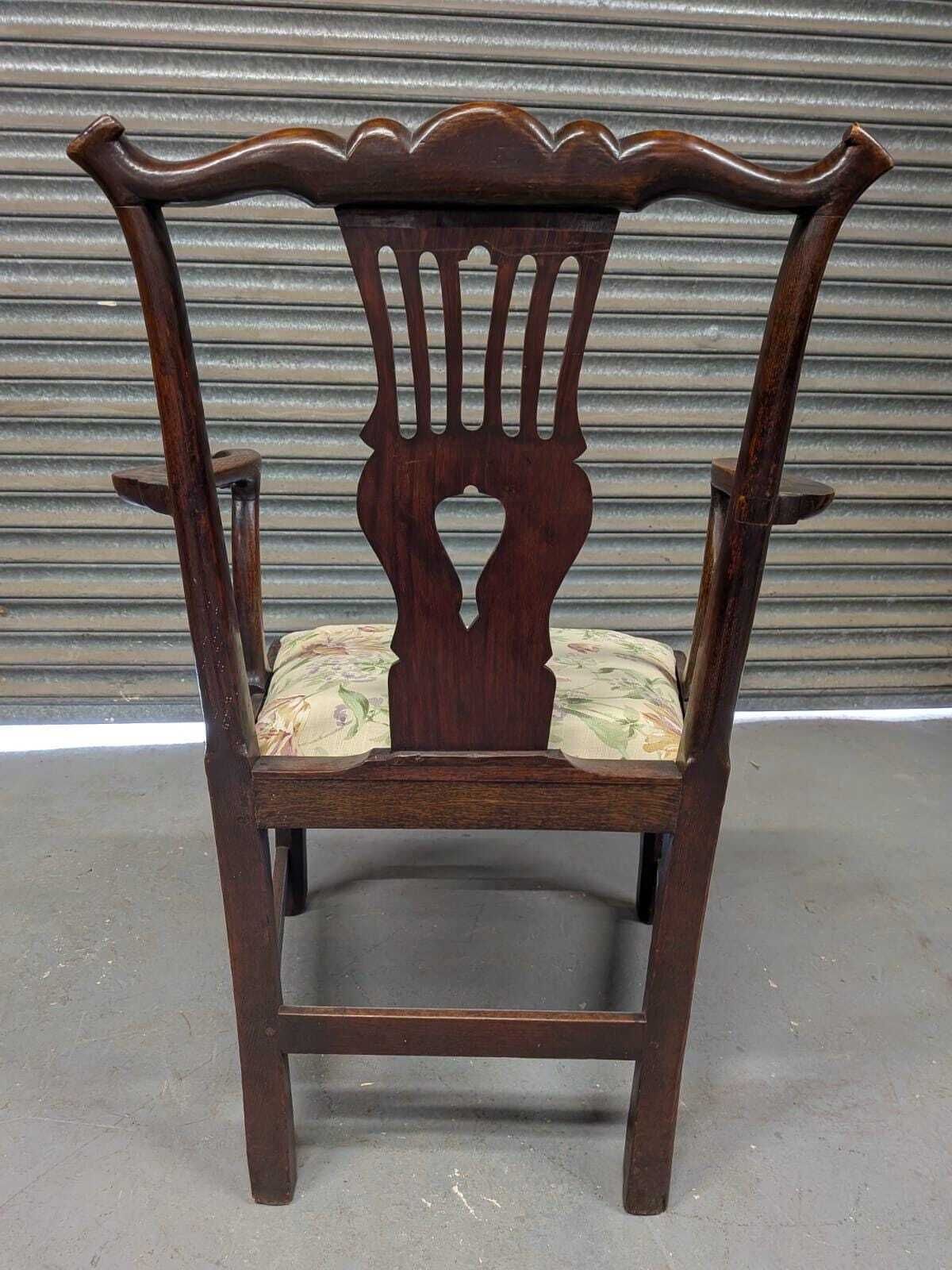 Georgian Oak County Cottage Splat Back Chair With Laura Ashley Upholstery photo vinterior