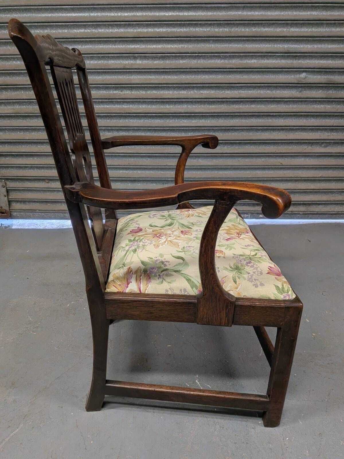 Georgian Oak County Cottage Splat Back Chair With Laura Ashley Upholstery photo buy