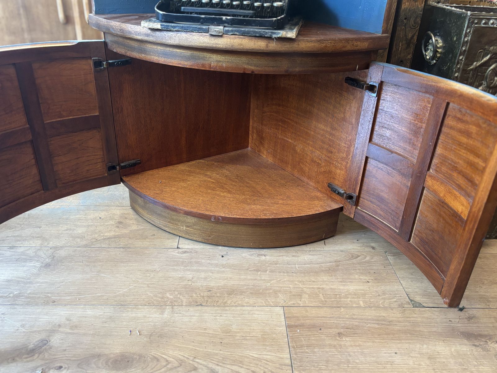 Mid Century Teak Nathan Tall Corner Cabinet photo furniture