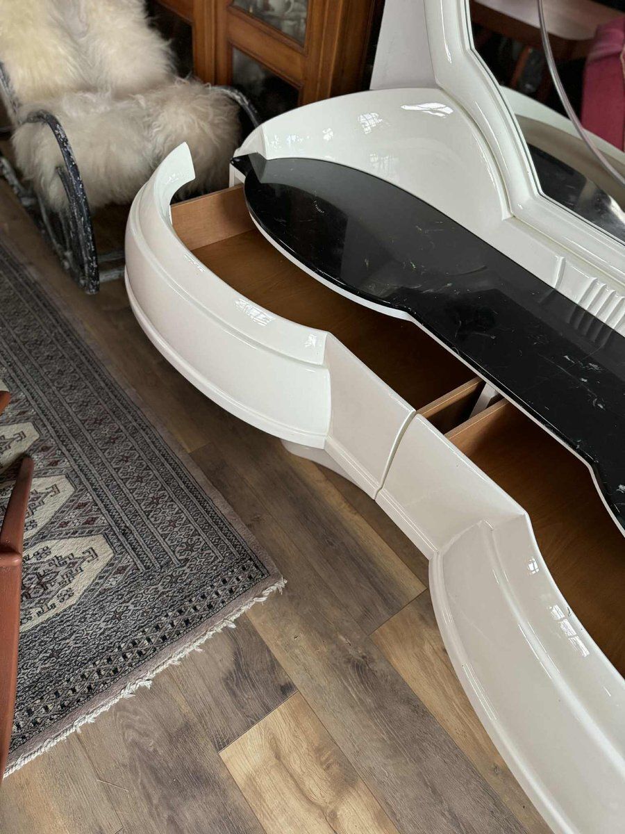 Space Age Vanity Table With Large Oval Mirror photo vinterior