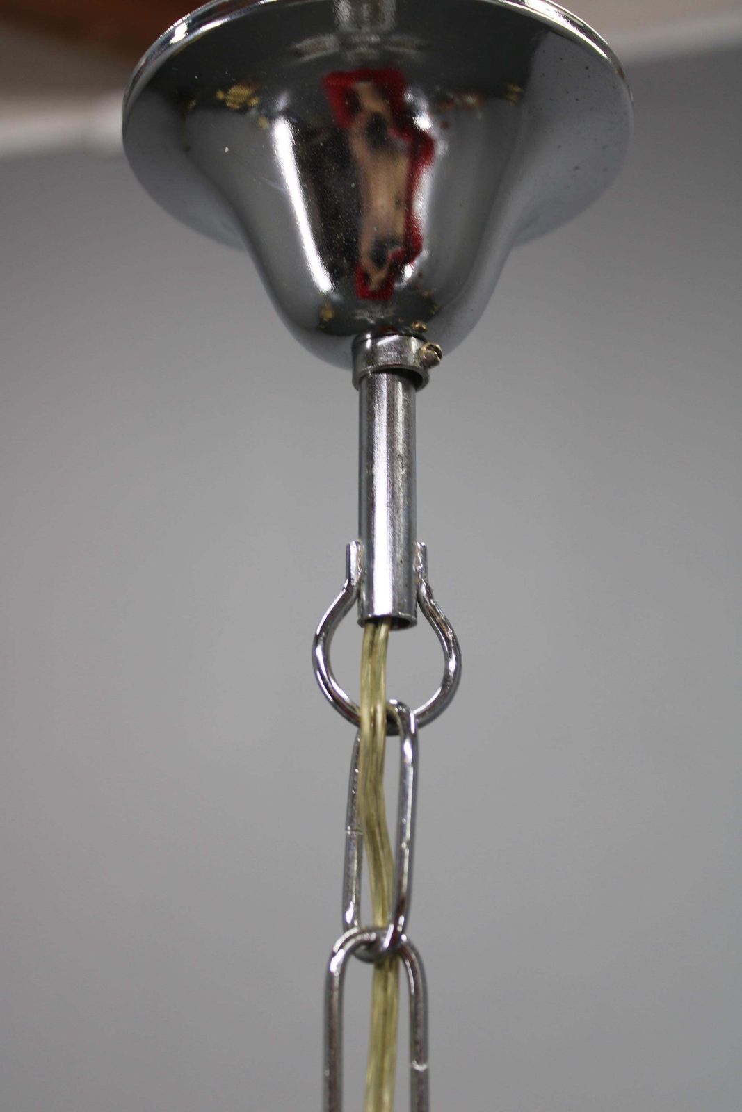1970s Italian Chandelier With Murano Glass Shades And Anodized Metal Frame photo vintage