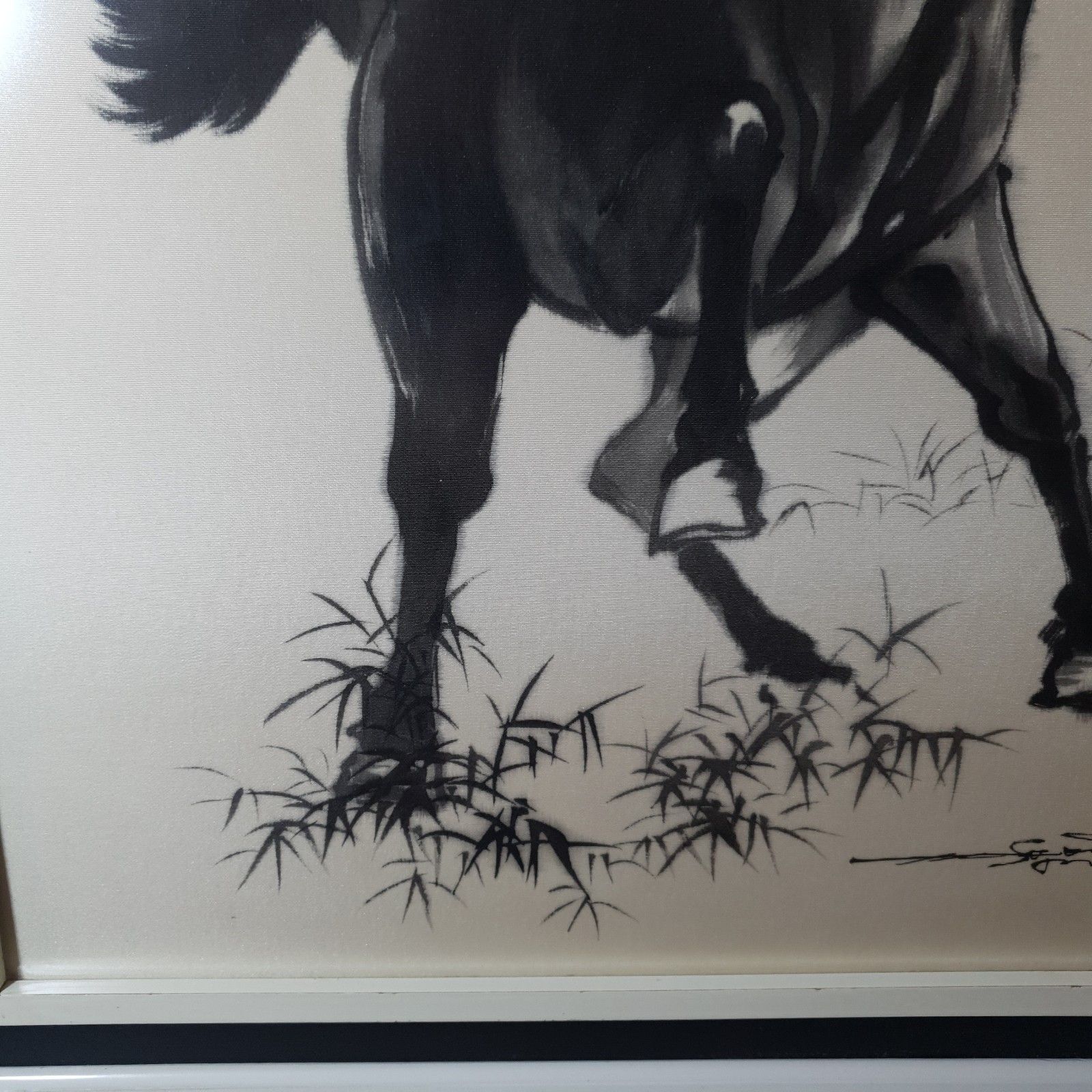 Horse Ink Brush Painting Joseph Koo Ming Kang Singapore Chinese C1960s H54xw33 photo vinterior