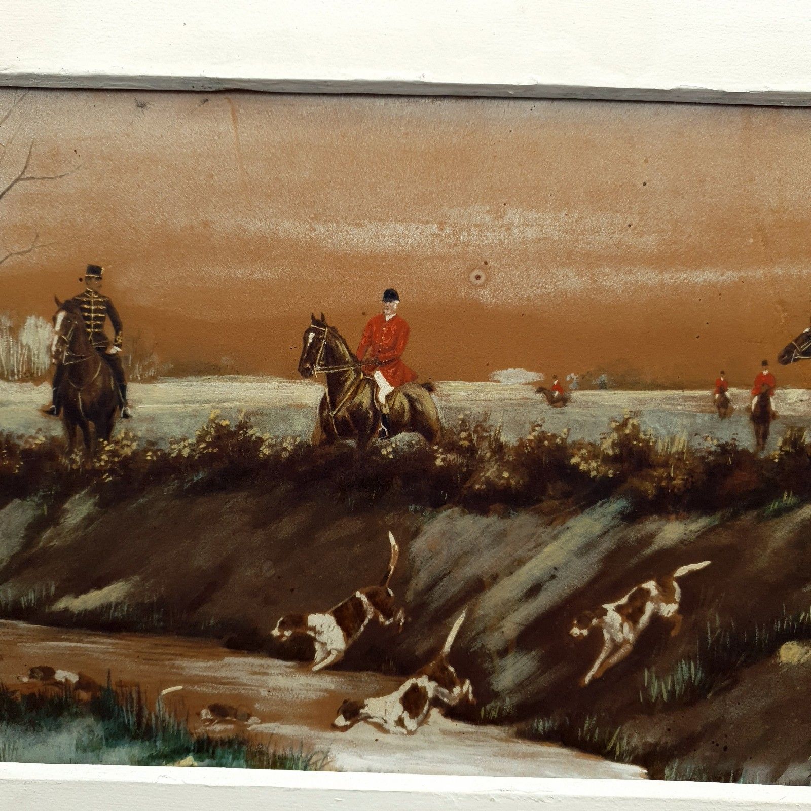 Signed Josef Pirka Watercolour Equestrian Hunting Scene 1906 Bohemia Antique Art photo vintage