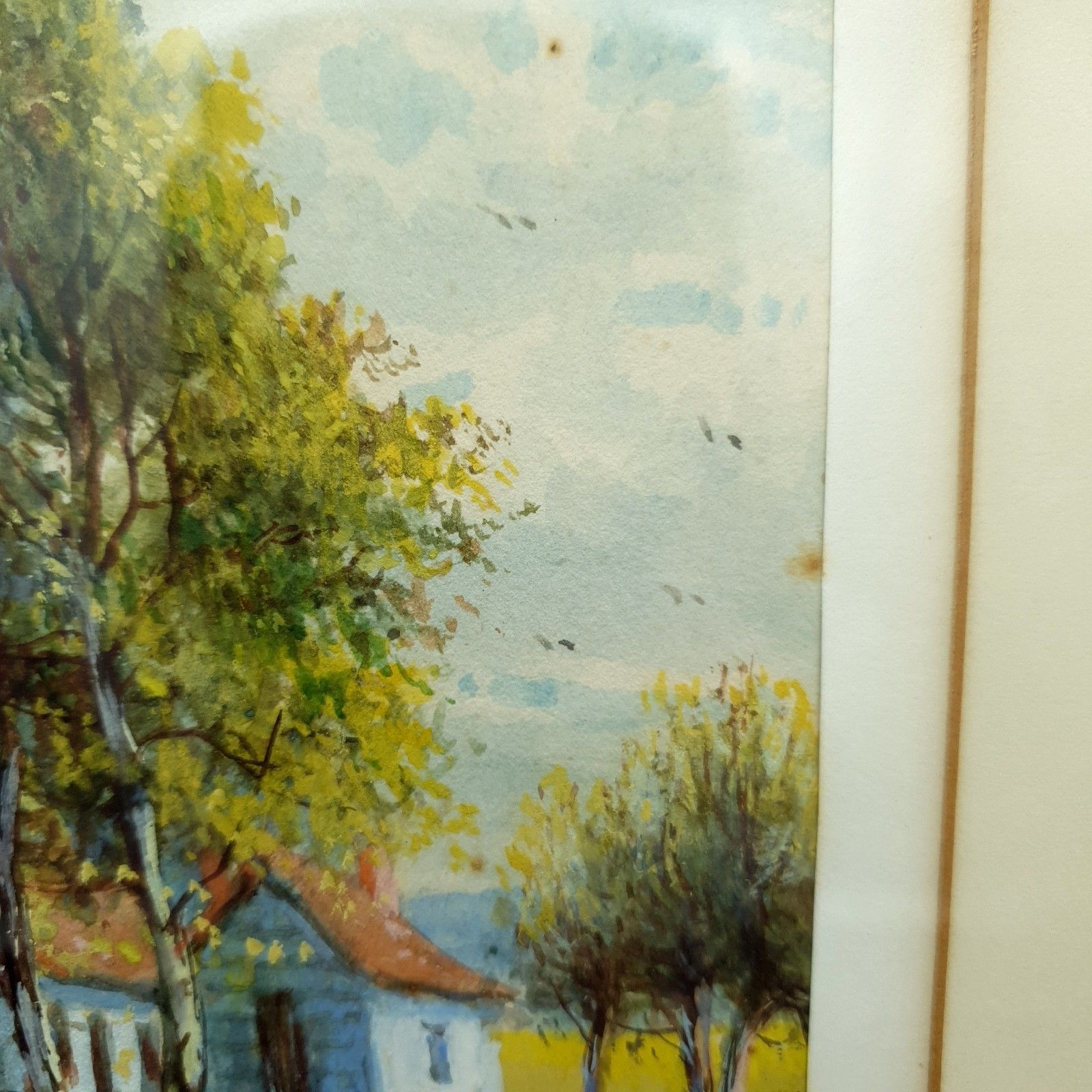 Watercolour Signed 'After Hulk' Tranquil Cottages & River Framed H32.5x26.5cm photo buy