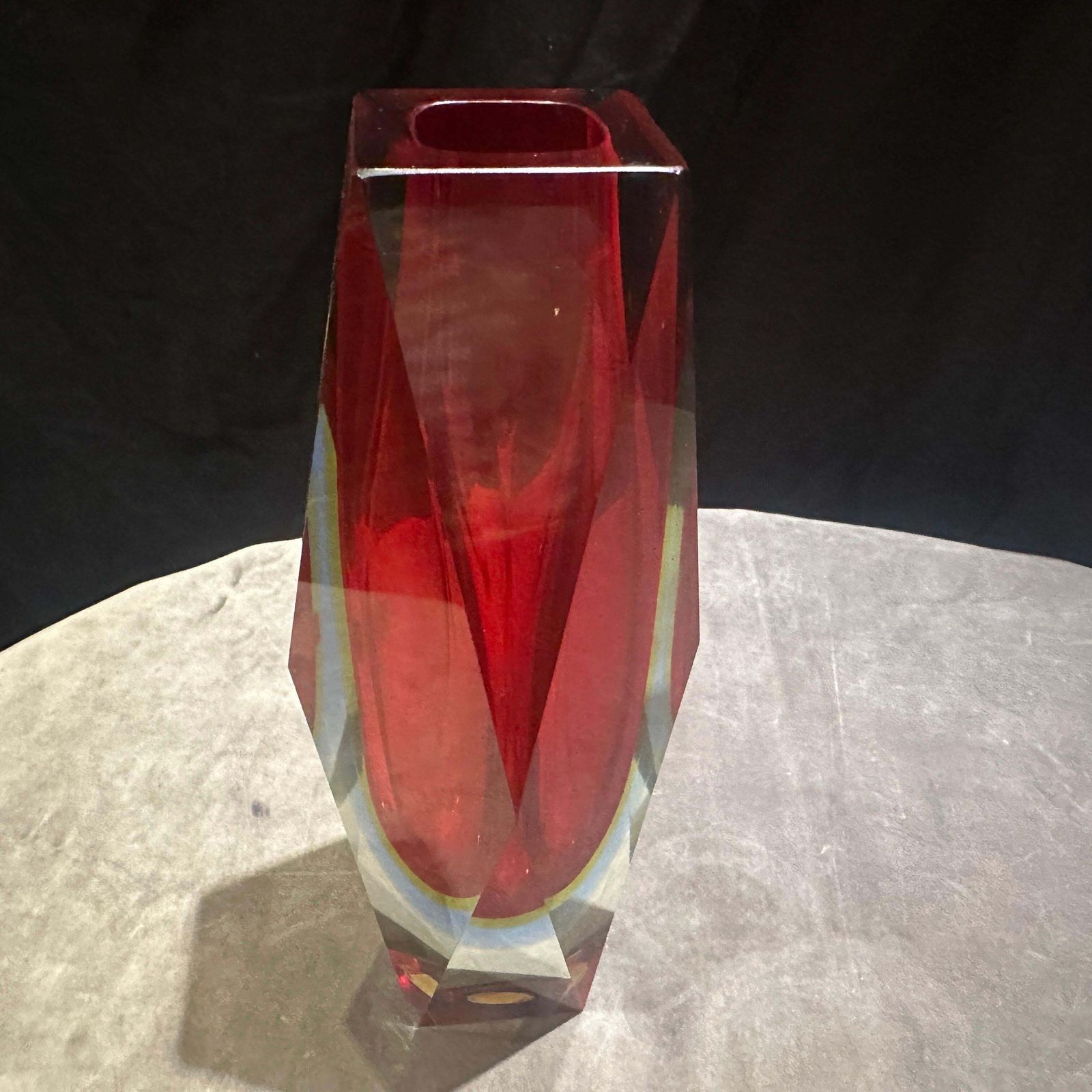 1970s Modernist Red Faceted Murano Glass Vase By Seguso photo Home Decor