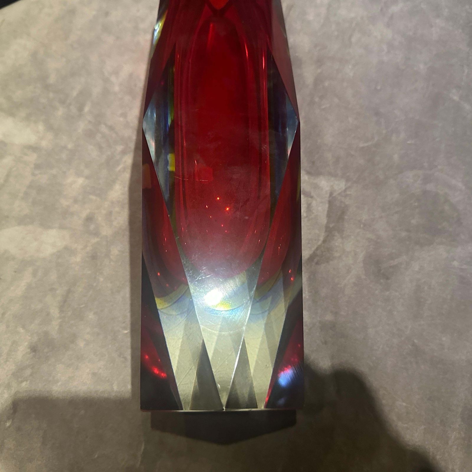 1970s Modernist Red Faceted Murano Glass Vase By Seguso photo 379.0