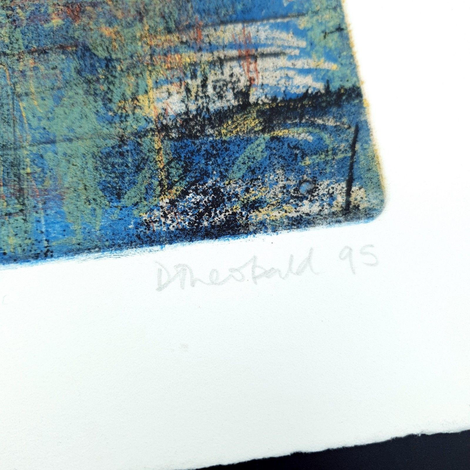 photo buy Dom Theobald Signed Limited Print Etching 1995 Named Blue Still Life H37xl33cm