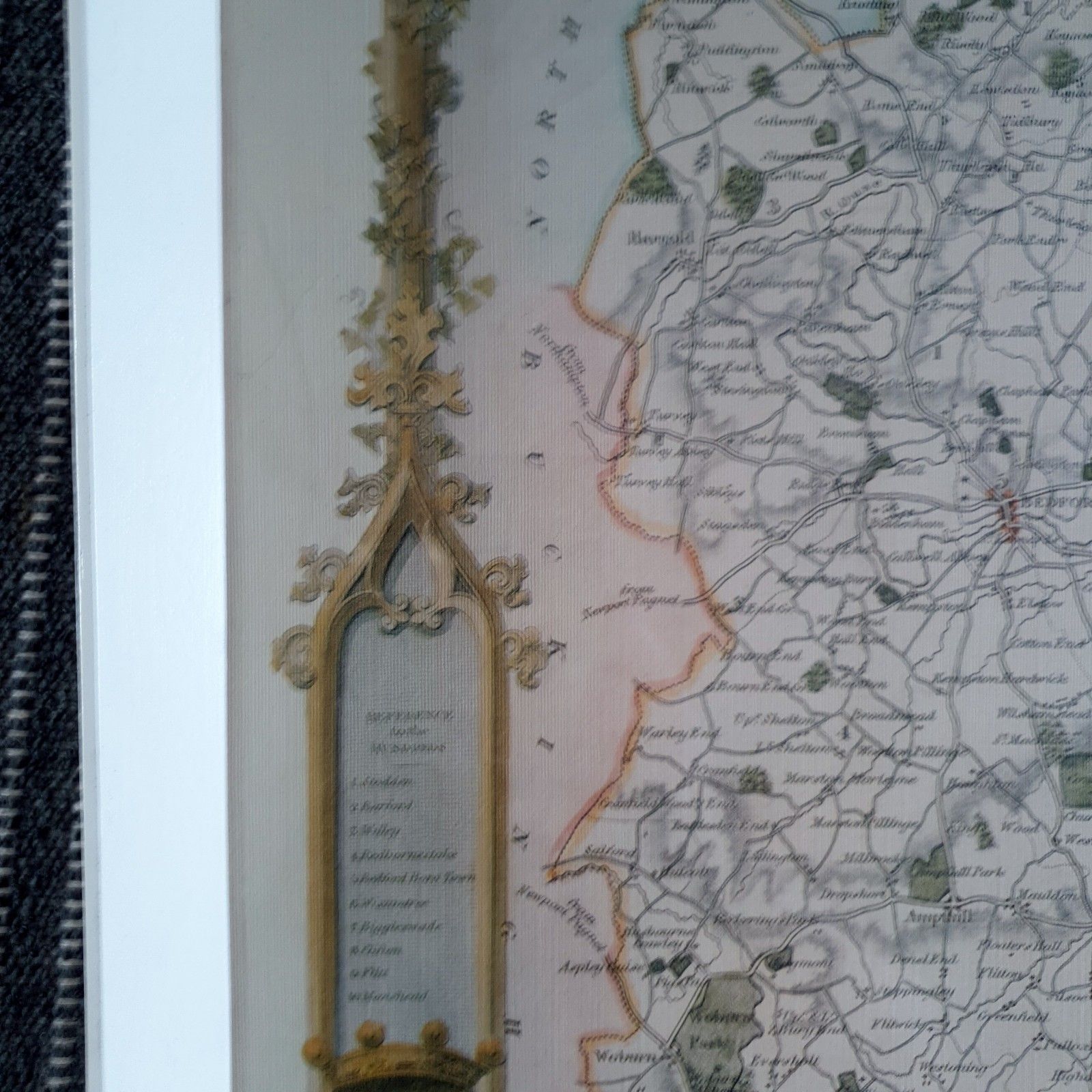 Reproduction Print Map Of Bedfordshire William Schmollinger Artist 1832 L43x54cm photo 100.0