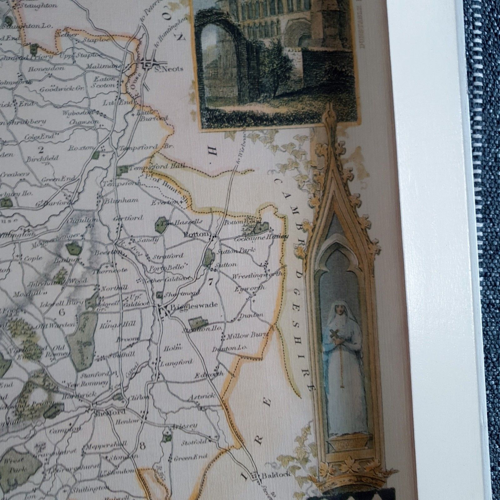 Reproduction Print Map Of Bedfordshire William Schmollinger Artist 1832 L43x54cm photo buy
