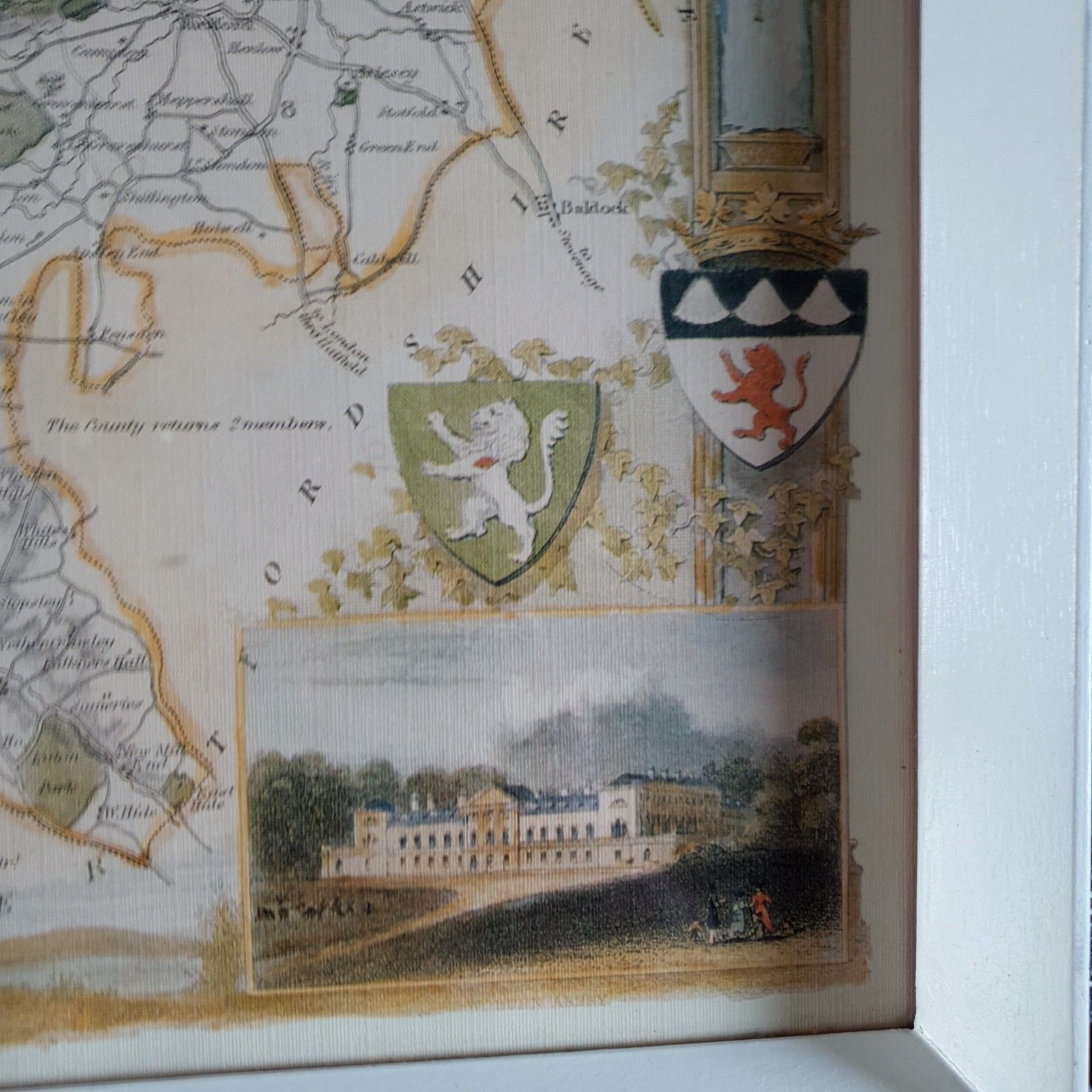 photo vinterior Reproduction Print Map Of Bedfordshire William Schmollinger Artist 1832 L43x54cm