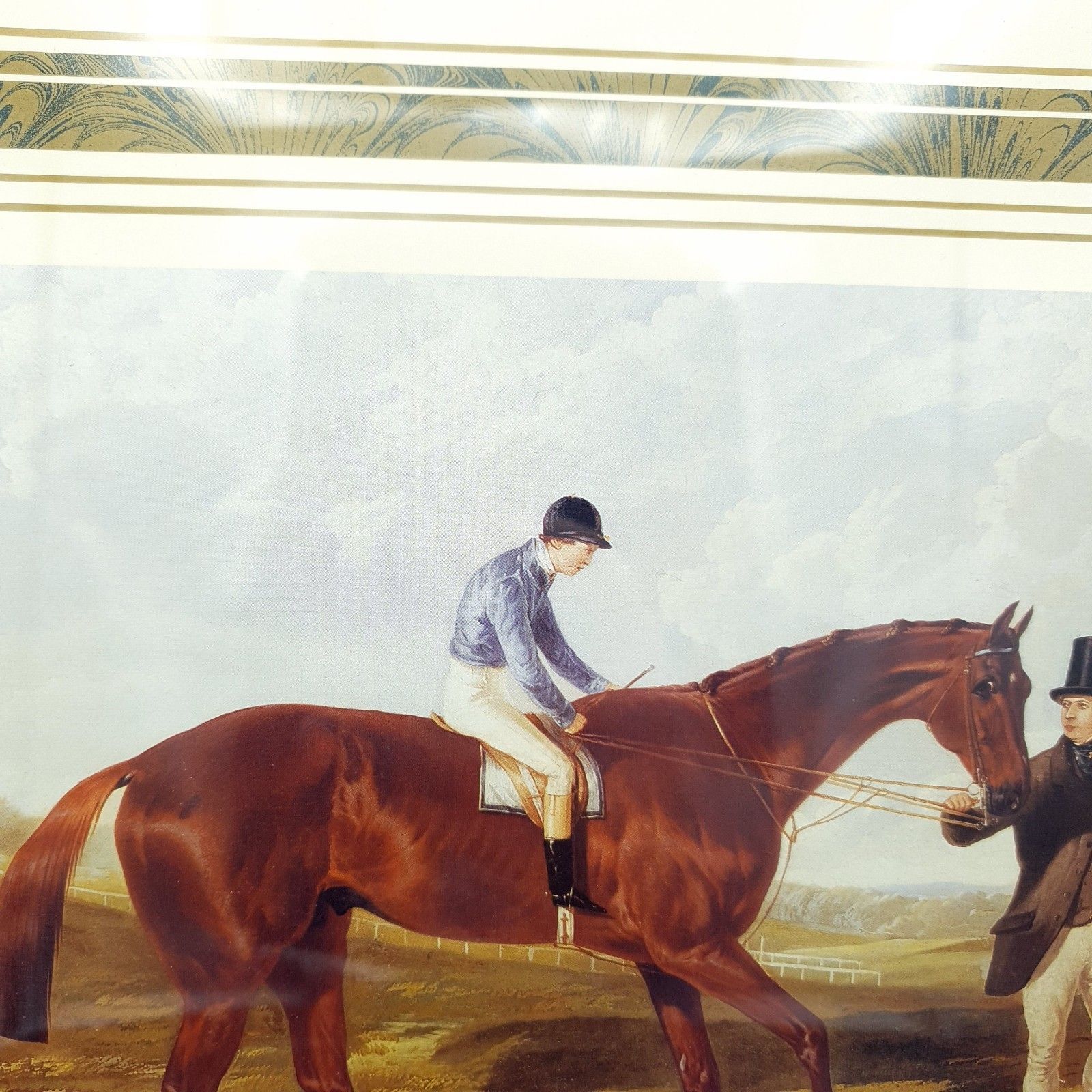 Horse Racing Print Horse & Jockey On Course Dark Wood Frame L45.5cm X H35.5cm photo Art