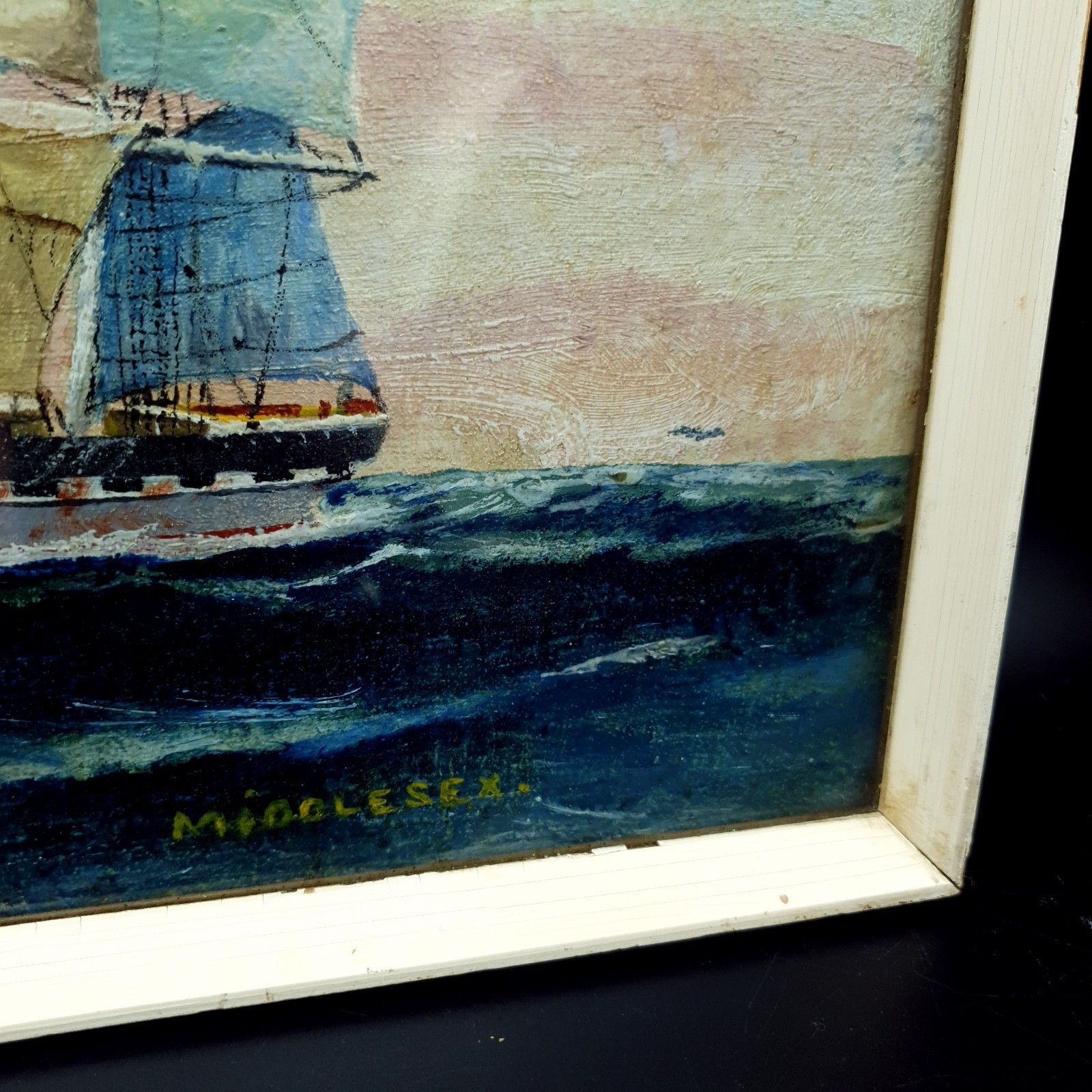 Art Captain George Young Signed Oil Painting Middlesex C1930s Clan Line Ship W35x27c photo