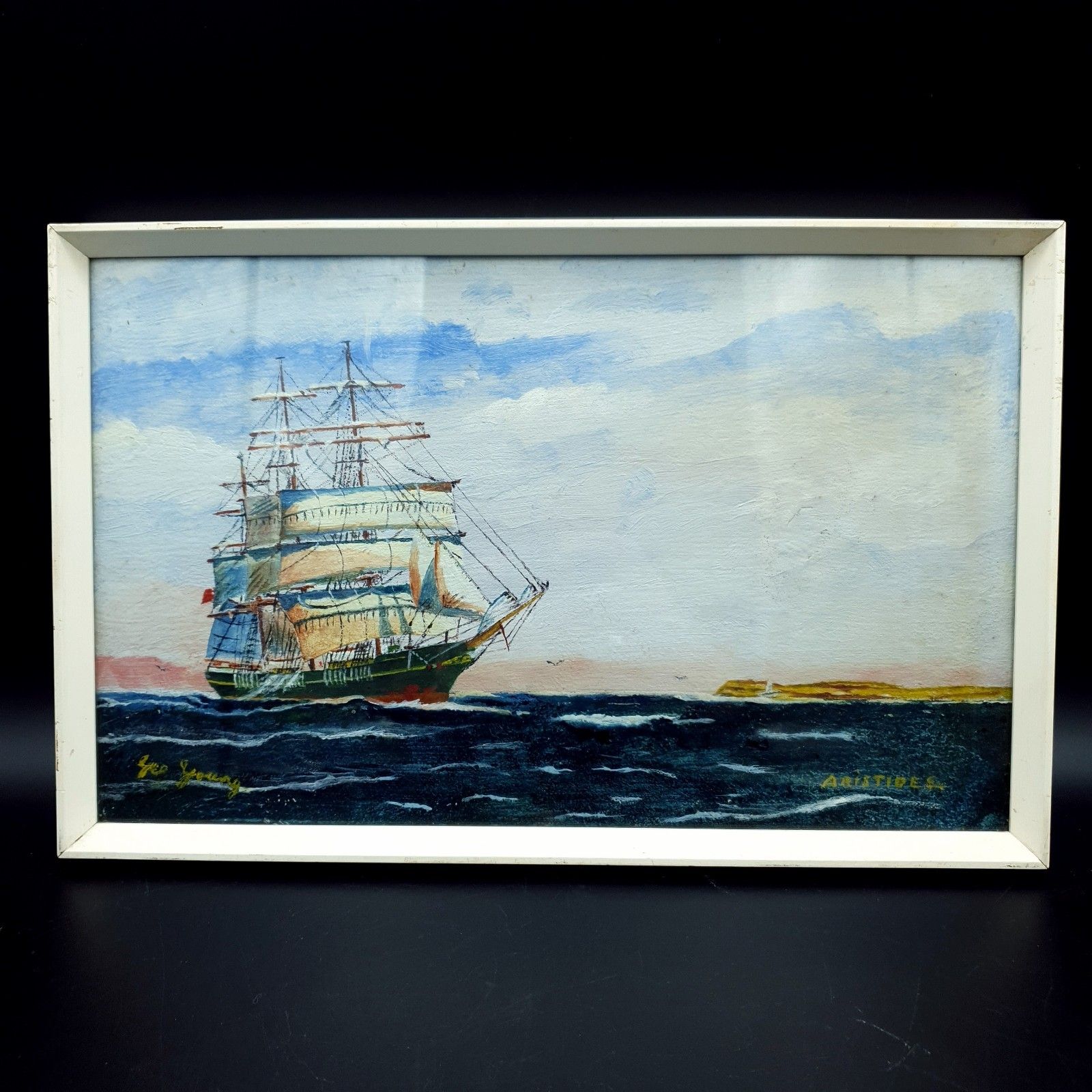 Captain George Young Signed Oil Painting Aristides C1930s Clan Line W31.5x20.2cm