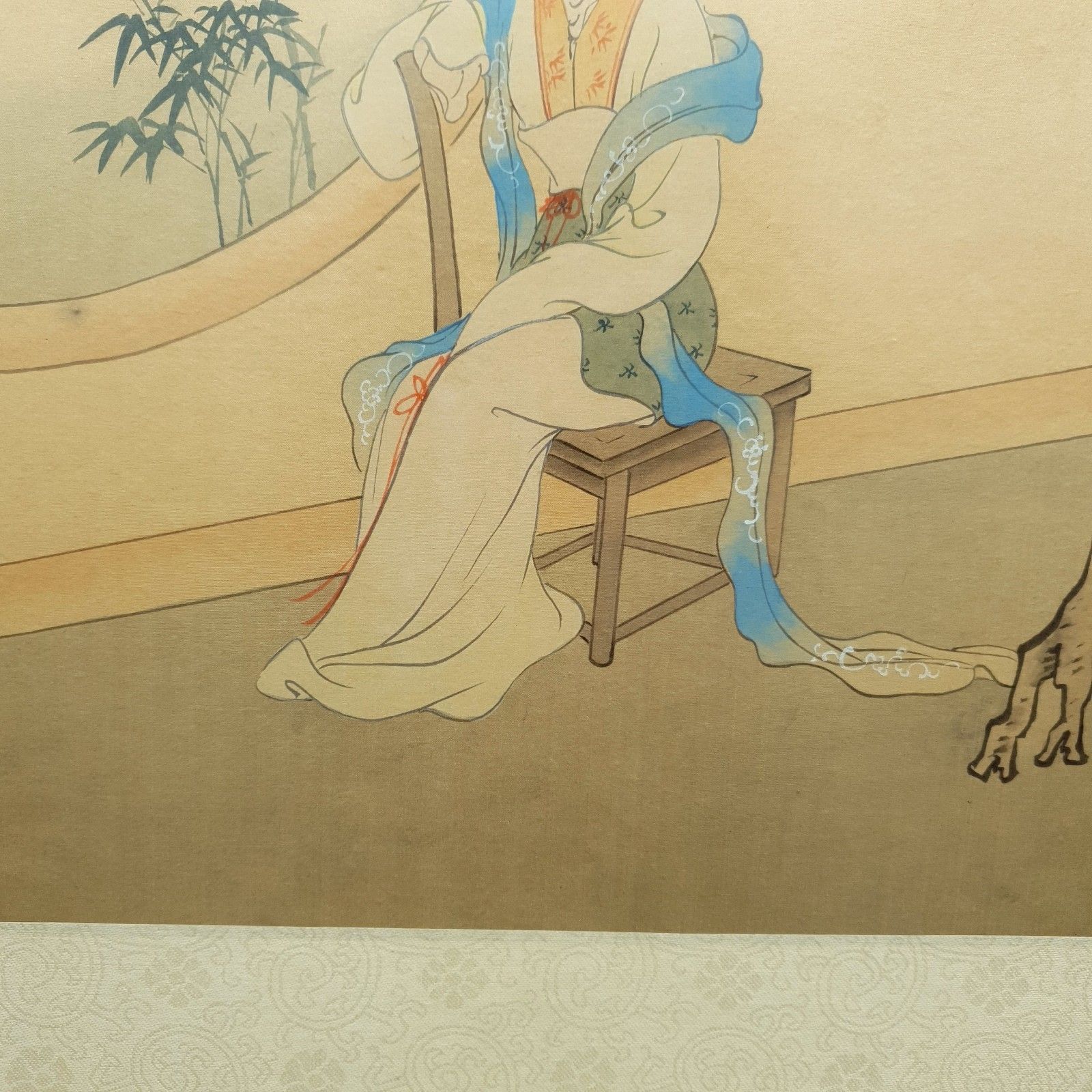 Chinese Silk Hand Painted Wuchen September 1928? Bo Yu? Lady & Blossom Framed photo vintage