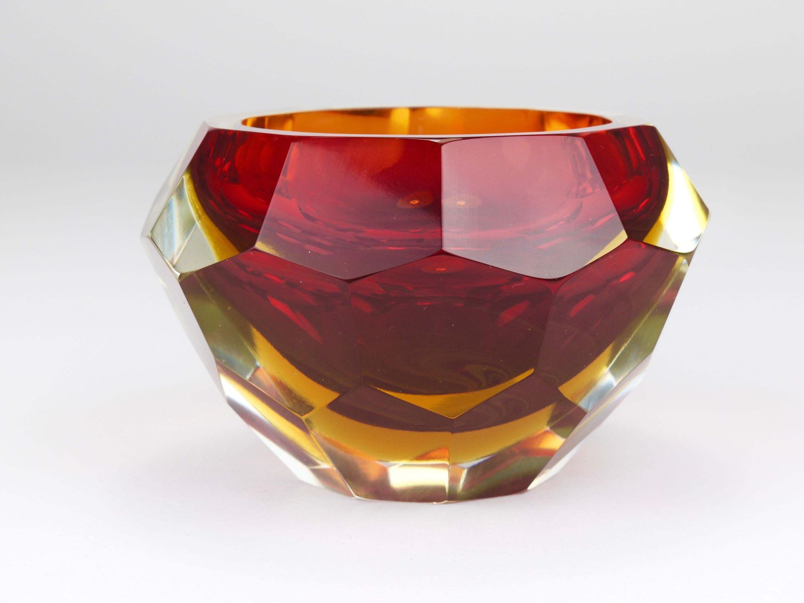 photo for sale Mandruzzato Sommerso Faceted Caviar Murano Glass Diamond Bowl, Italy, 1960s