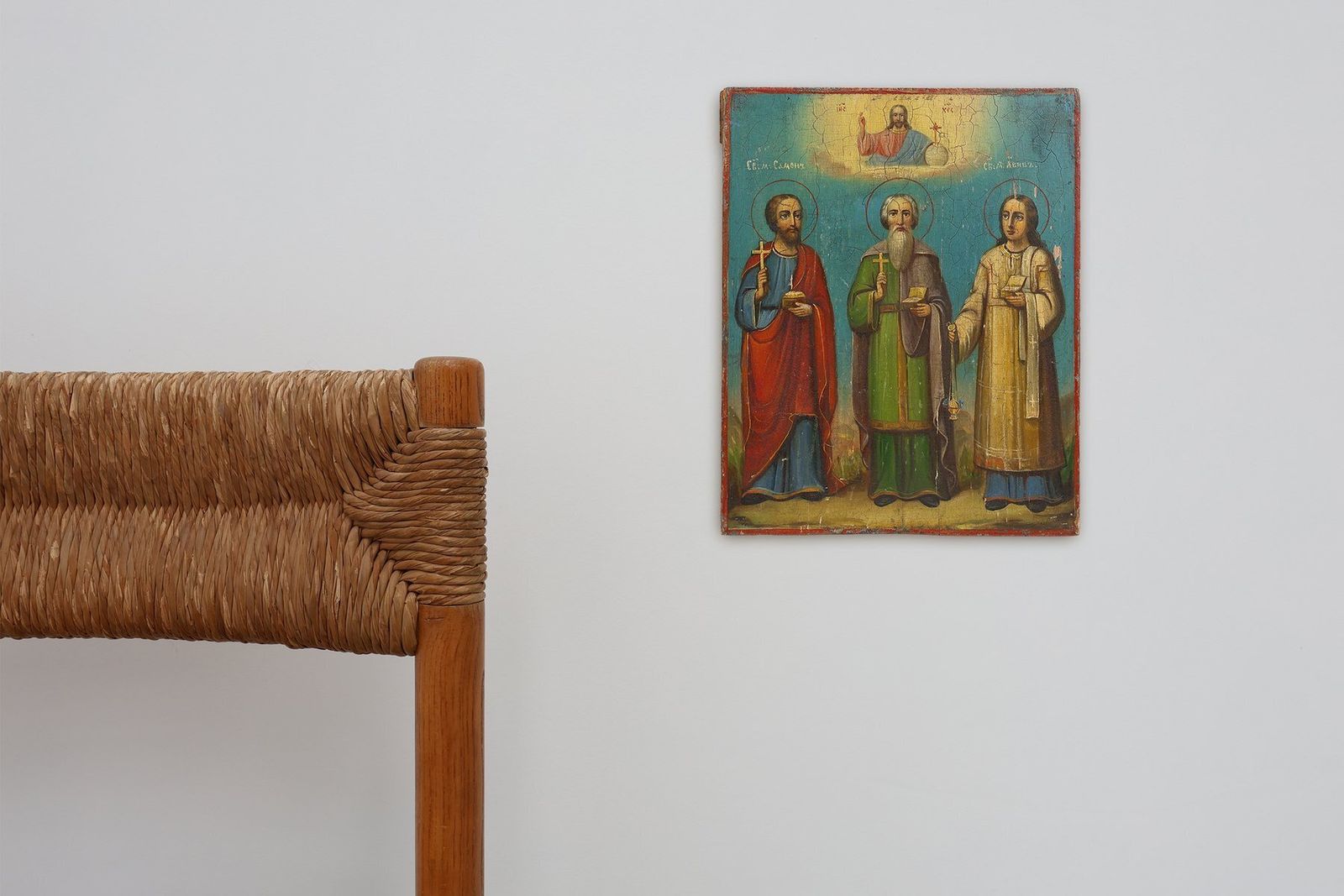 Icon Of The Patron Saints Of The Holy Matrimony, 19th Century, Paint & Gilt On Wood photo furniture