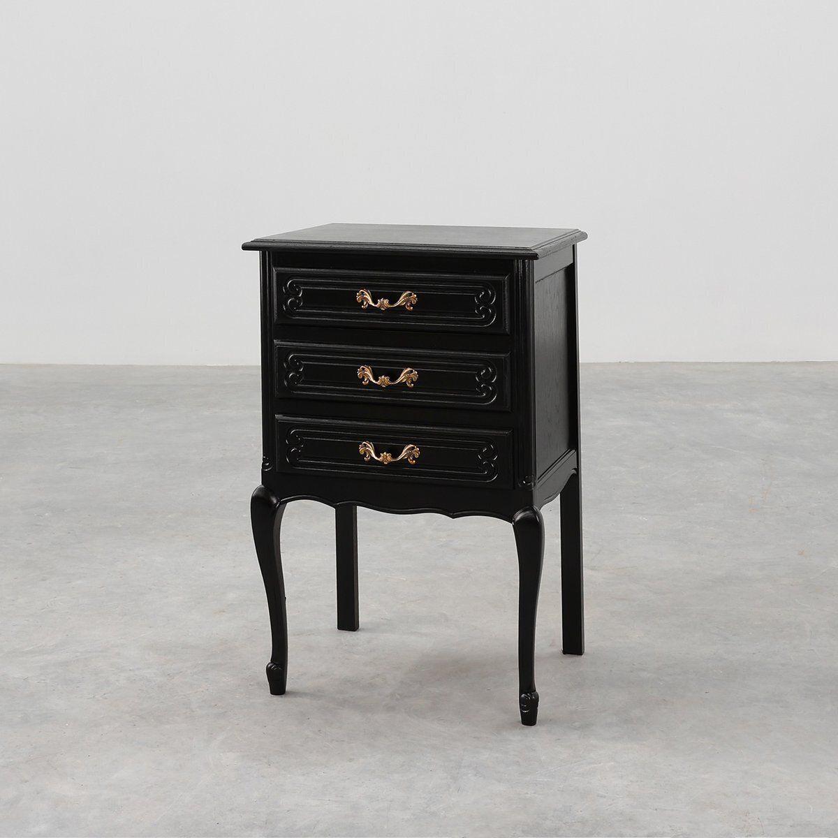 Louis XV Chest Of Drawers In Black Lacquered Oak, France, 1950s