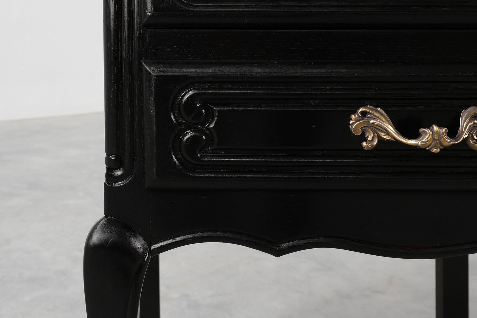 Louis XV Chest Of Drawers In Black Lacquered Oak, France, 1950s photo Furniture