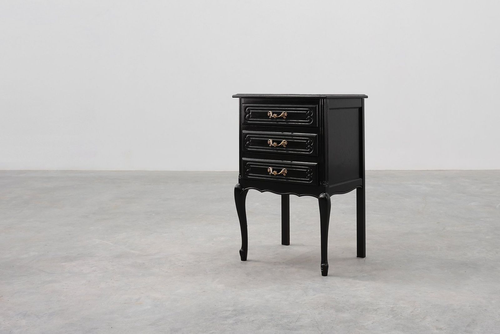 Louis XV Chest Of Drawers In Black Lacquered Oak, France, 1950s photo vinterior