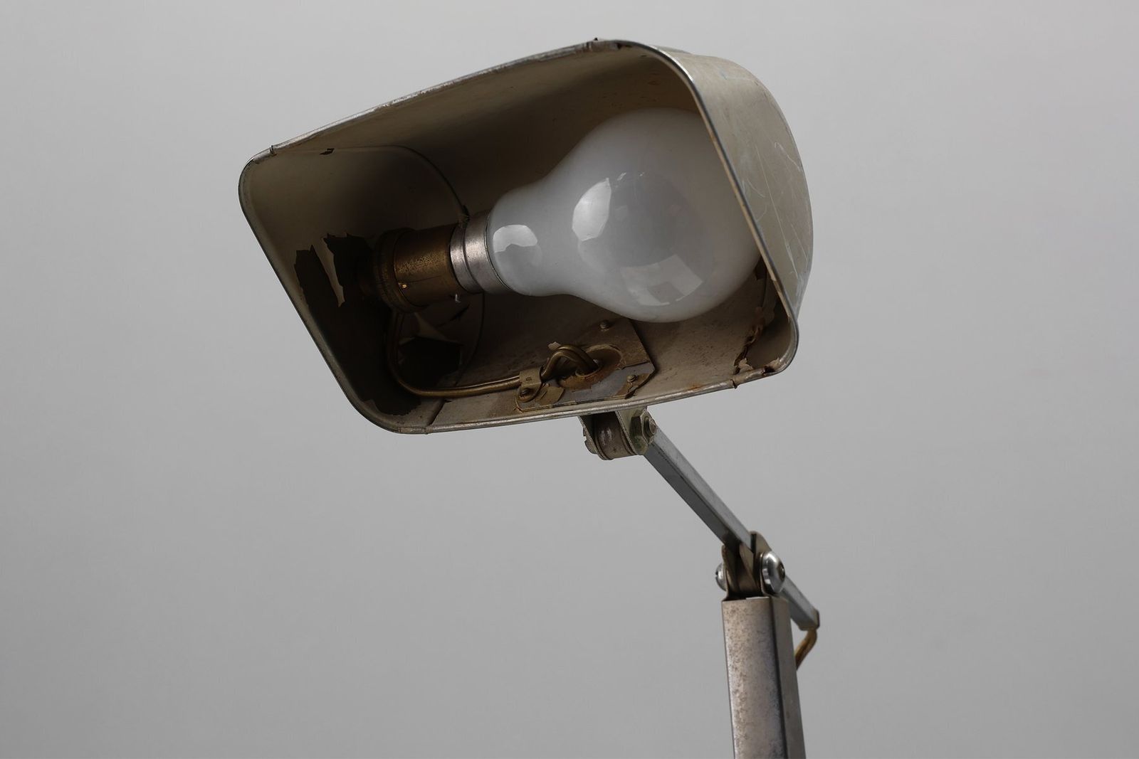 photo buy Art Deco Industrial Metal And Travertine Desk Lamp, Belgium, 1930s