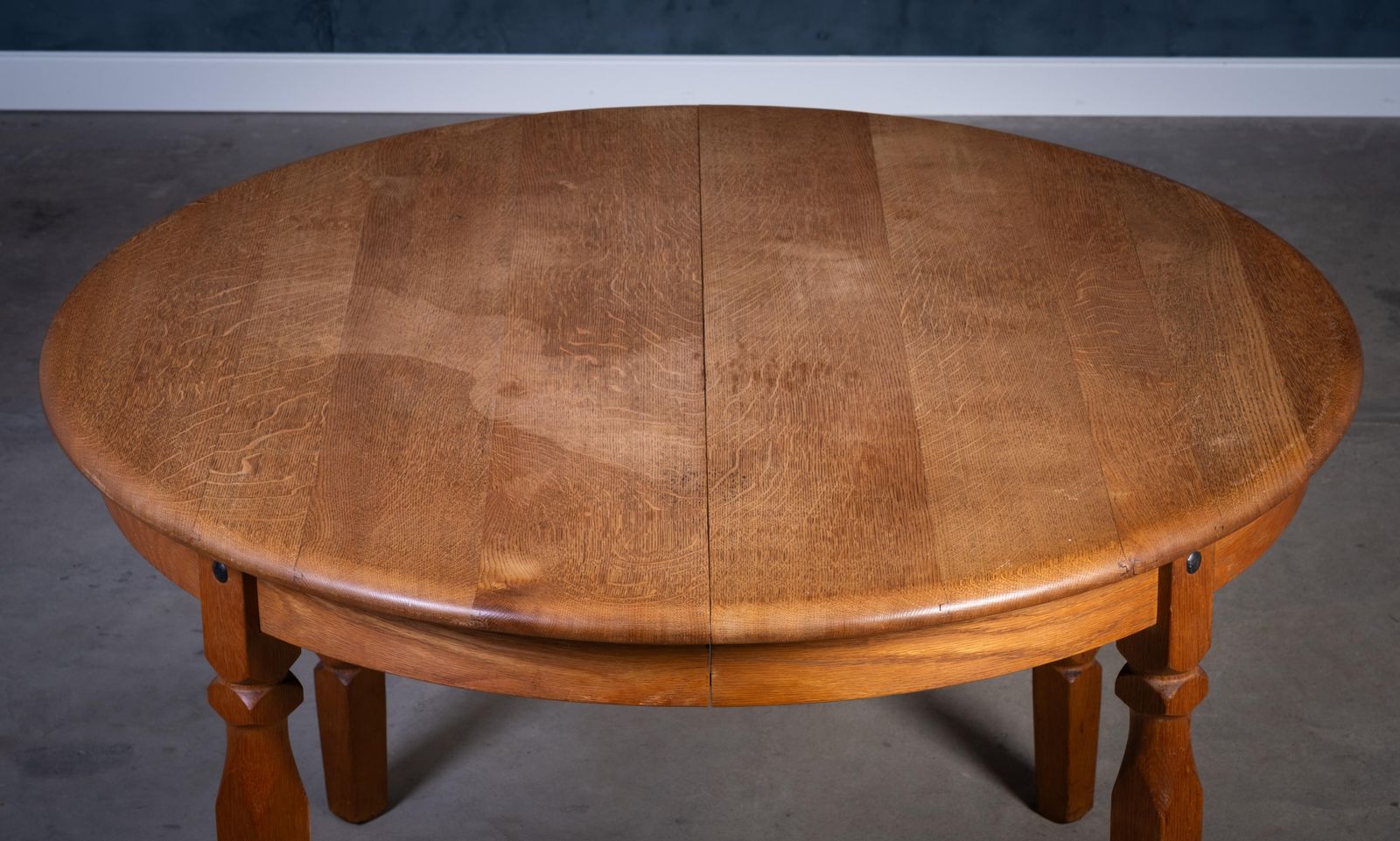 Brutalist Solid Oak Dining Table By Henning Kjærnulf, 1970s photo vinterior