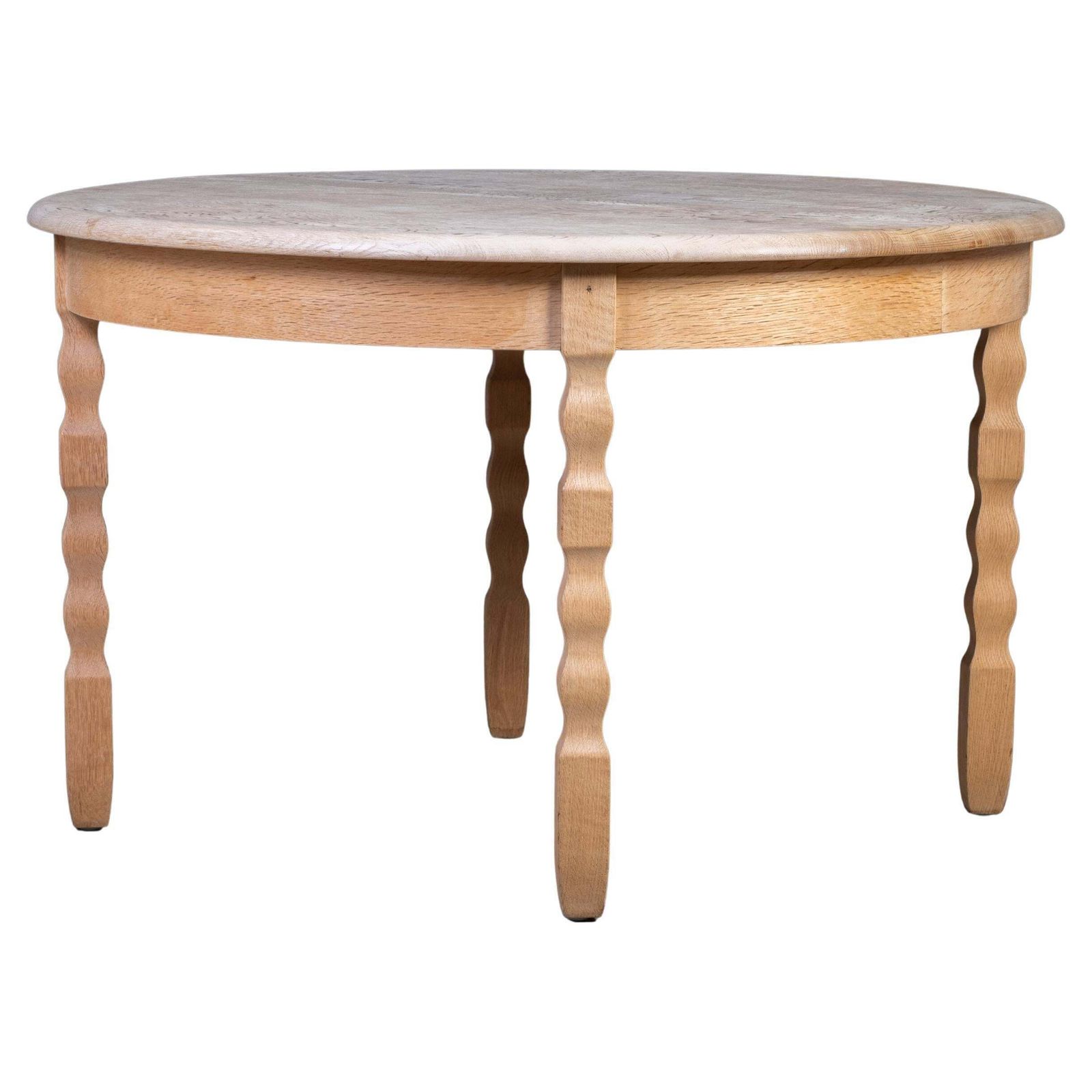 Brutalist Eettafel In Massief Eiken Van Henning Kjærnulf, Jaren 1970