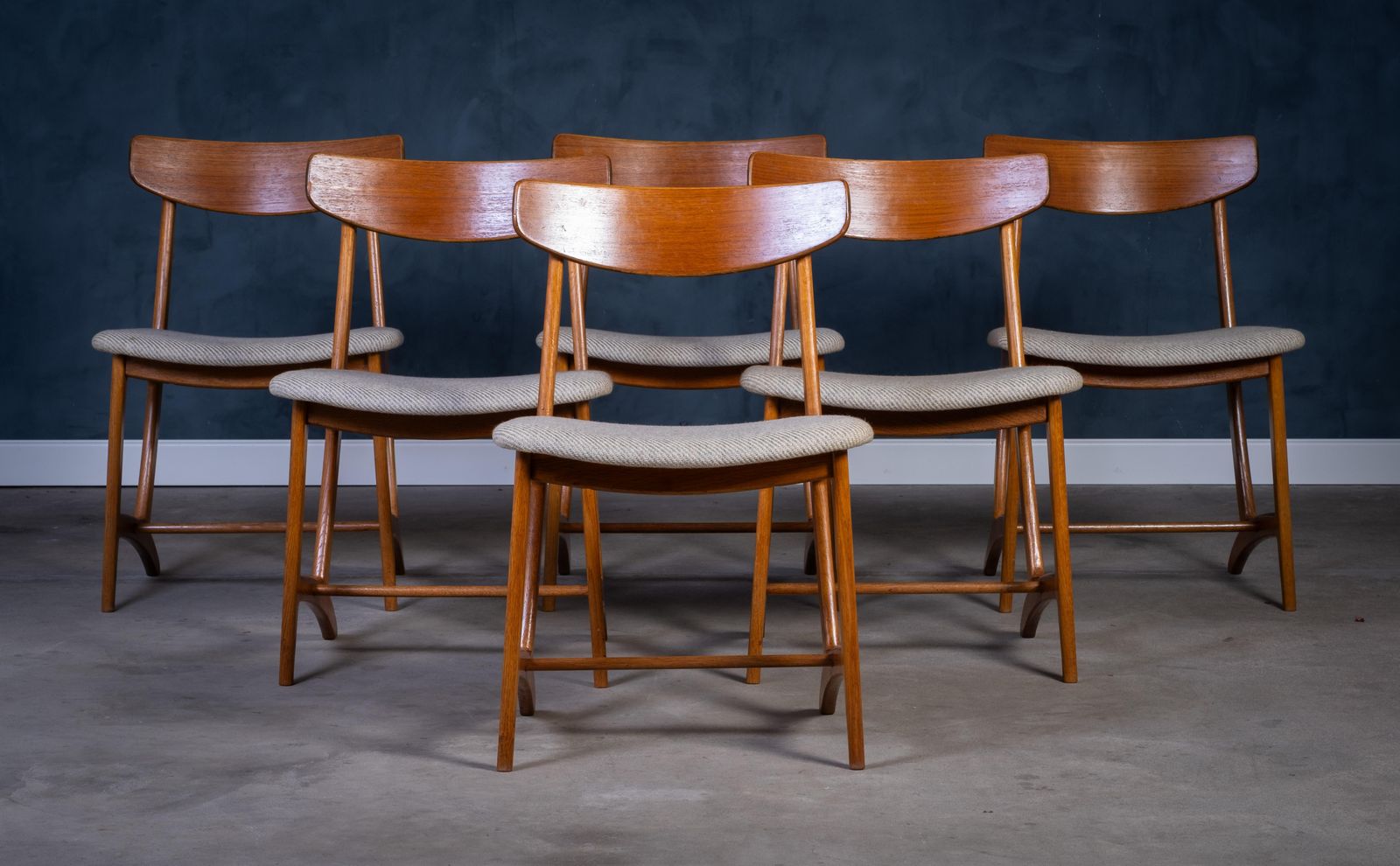 Set Of Six Danish Dining Chairs In Oak And Teak, 1960s photo furniture