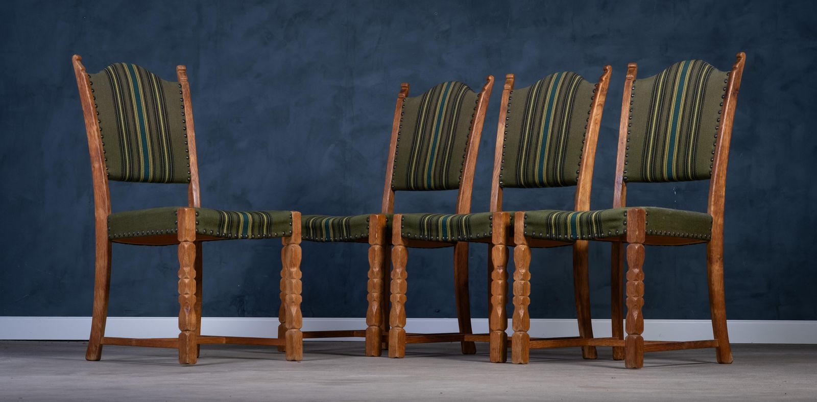 Set Of Four Henning Kjærnulf Brutalist Oak Dining Chairs, Late 1960s photo Furniture
