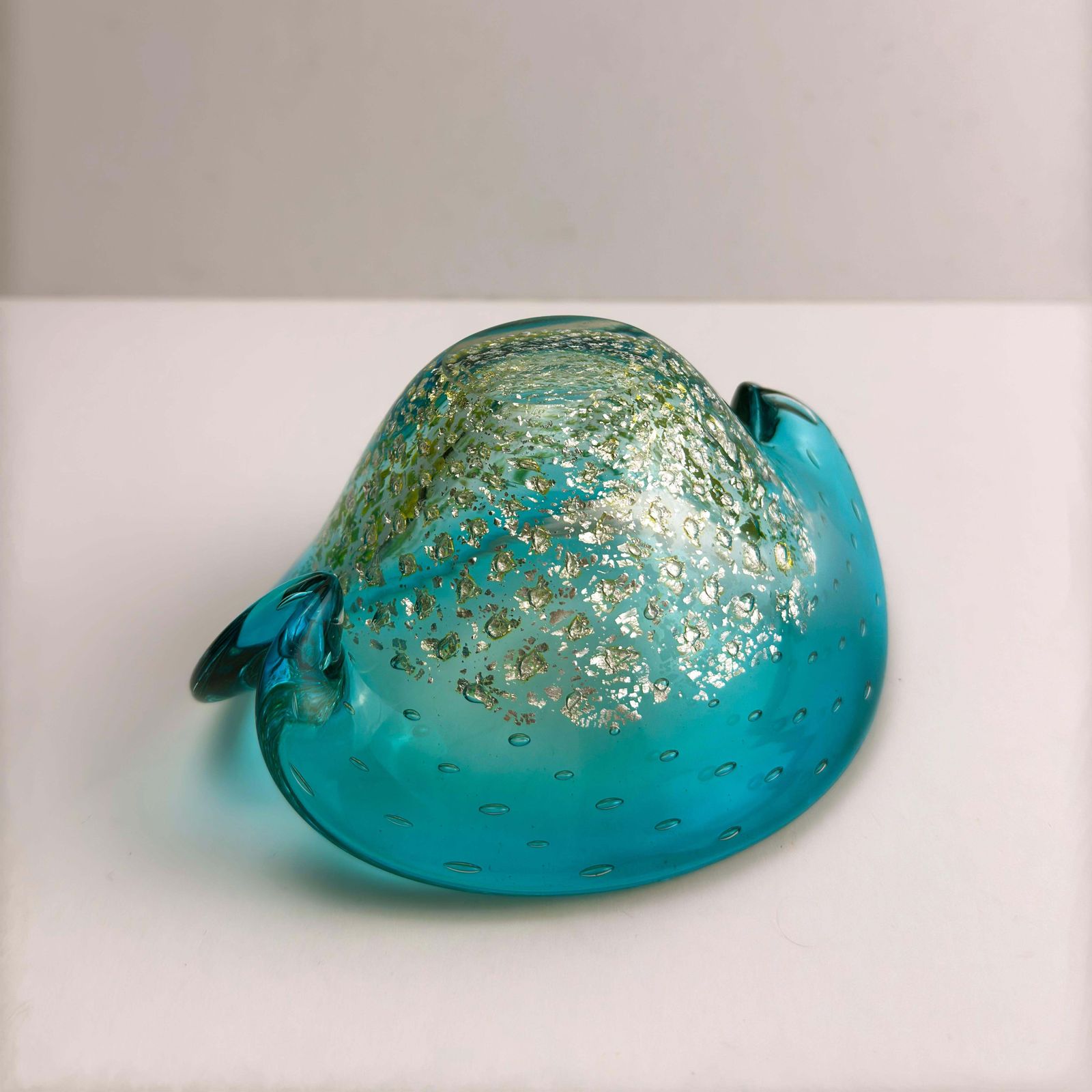 photo furniture Turquoise Murano Glass Clam Shell Bowl By Archimede Seguso, Italy, 1960s
