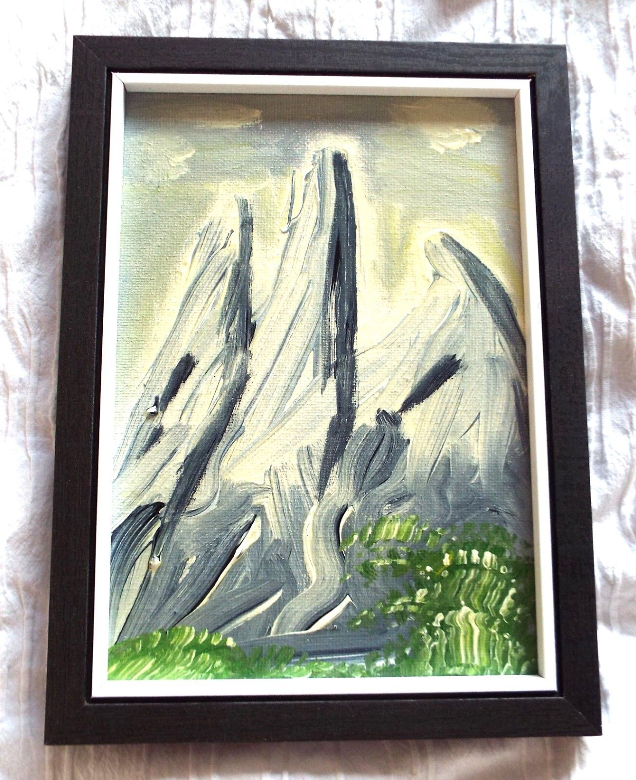Set Of 4 New Original Abstract Framed Paintings Mountain Landscapes Fraser Lucas photo for sale
