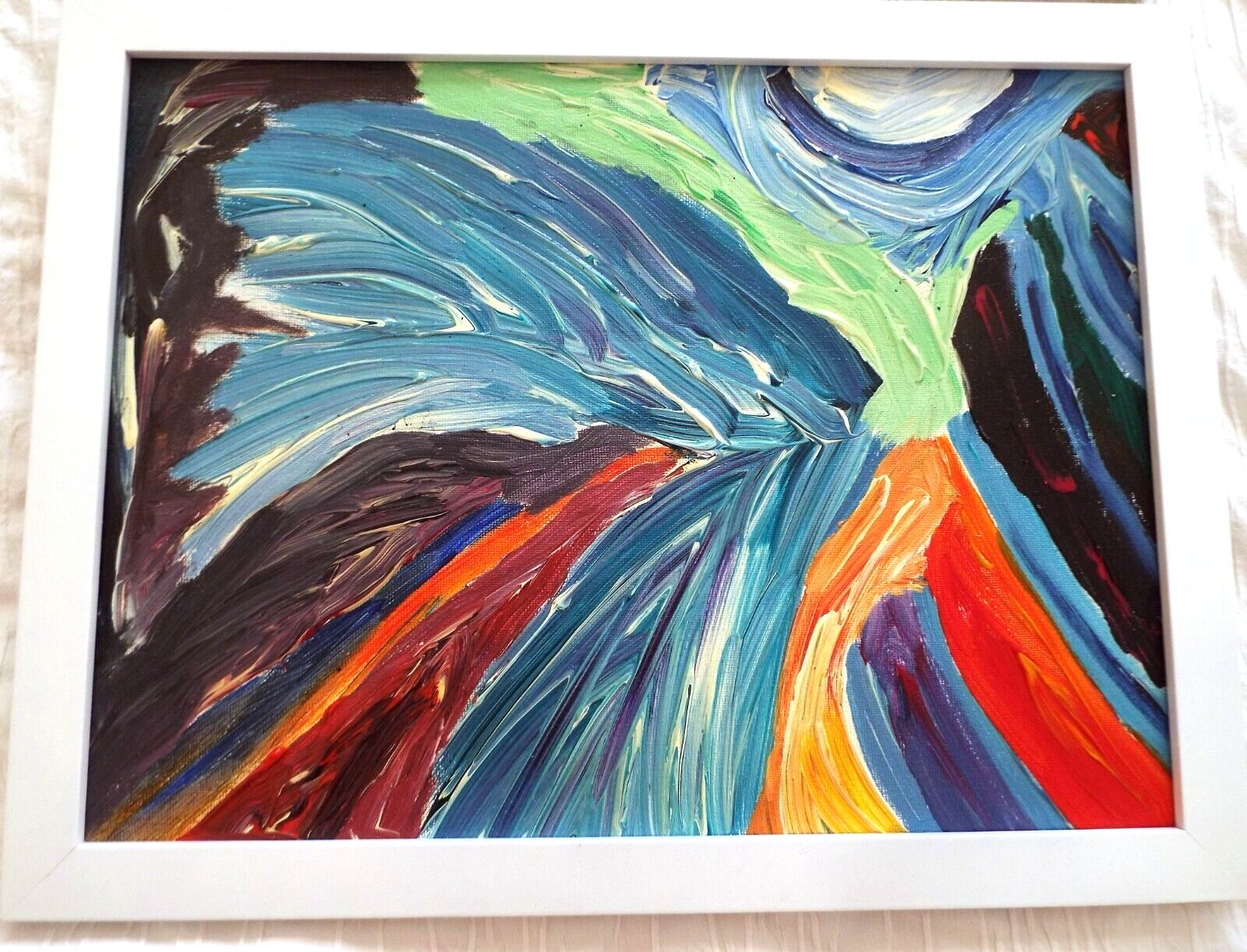 Set Of 4 New Original Abstract Framed Paintings Multi Coloured Fraser Lucas photo furniture