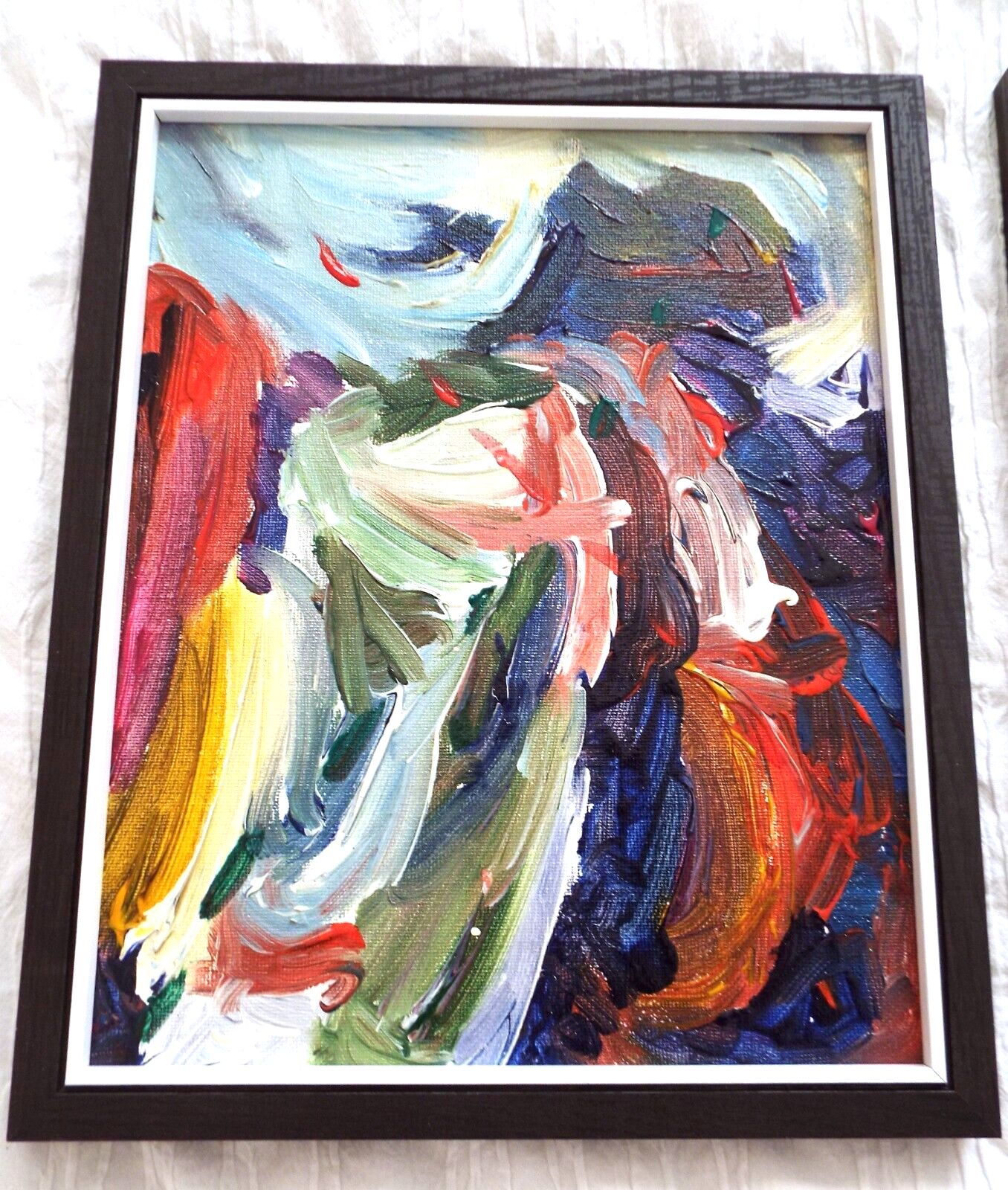 Set Of 4 New Original Abstract Framed Paintings Multi Coloured Fraser Lucas photo for sale