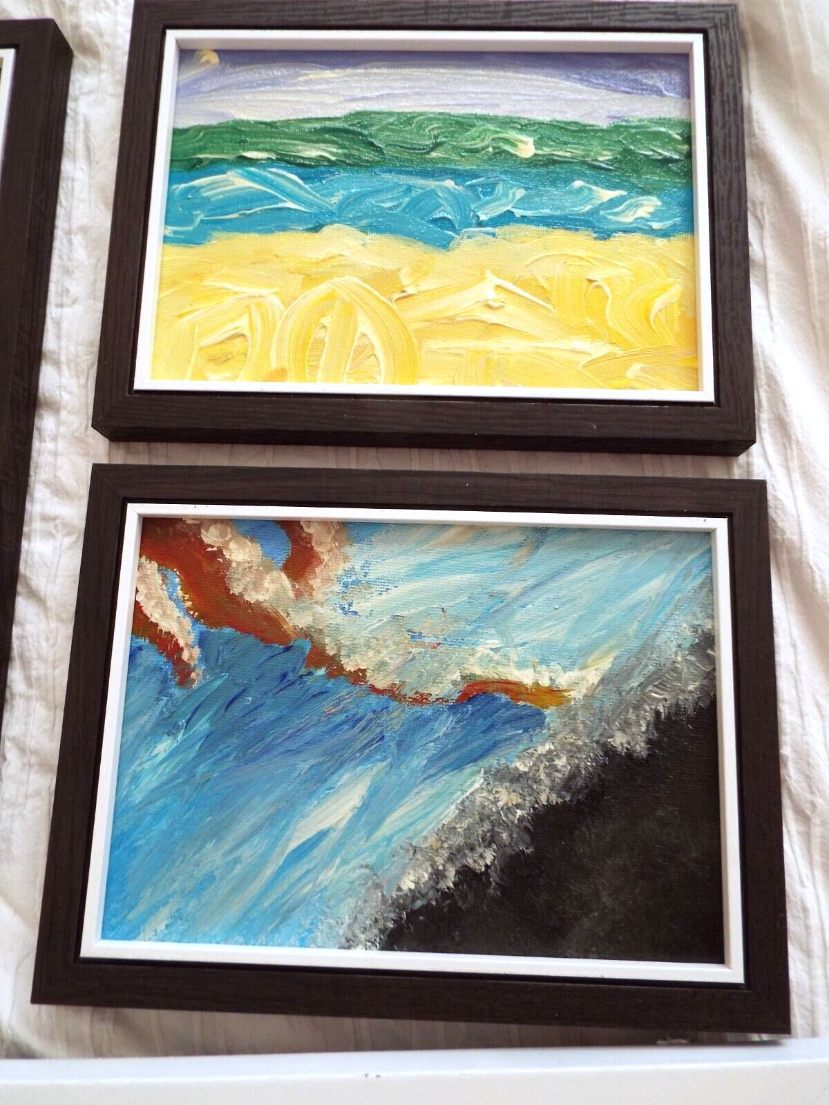 Set Of 4 New Original Abstract Framed Paintings Multi Coloured Fraser Lucas photo Art