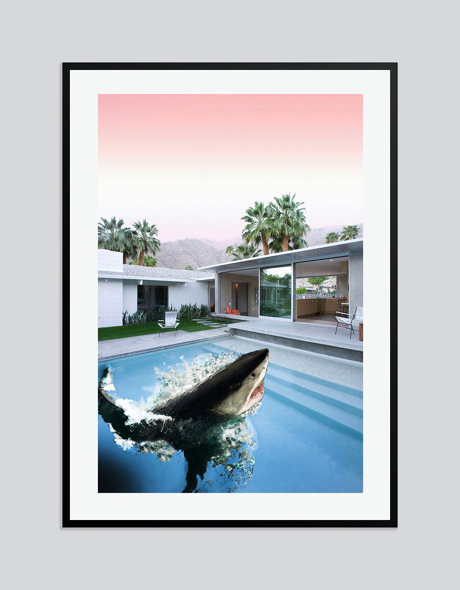 Blank Barbie 'Shark Pool' Signed Limited Edition Print Framed In Black photo furniture