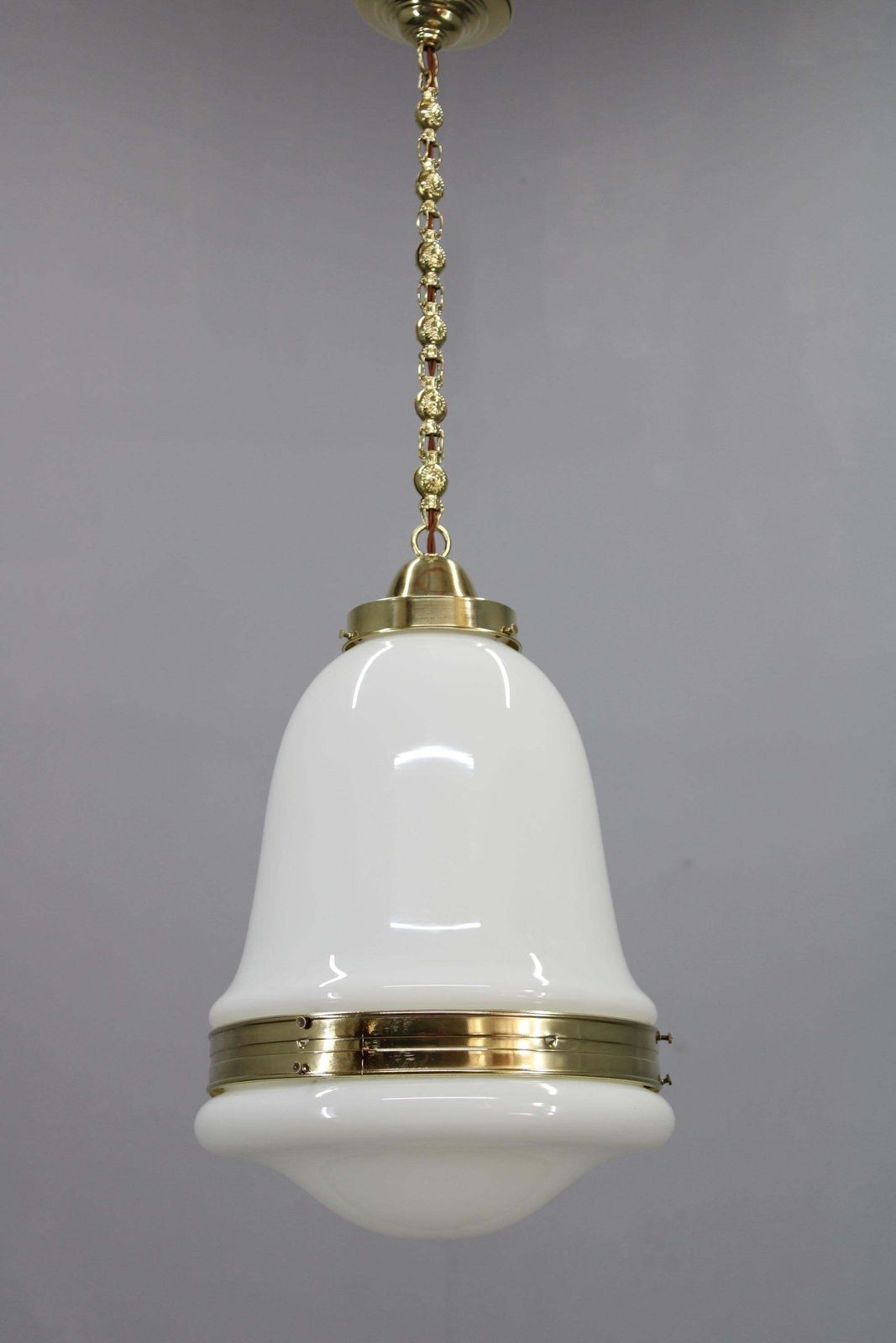 Peter Behrens “Luzette” Art Deco Opaline Glass Pendant, Germany, 1930s photo for sale