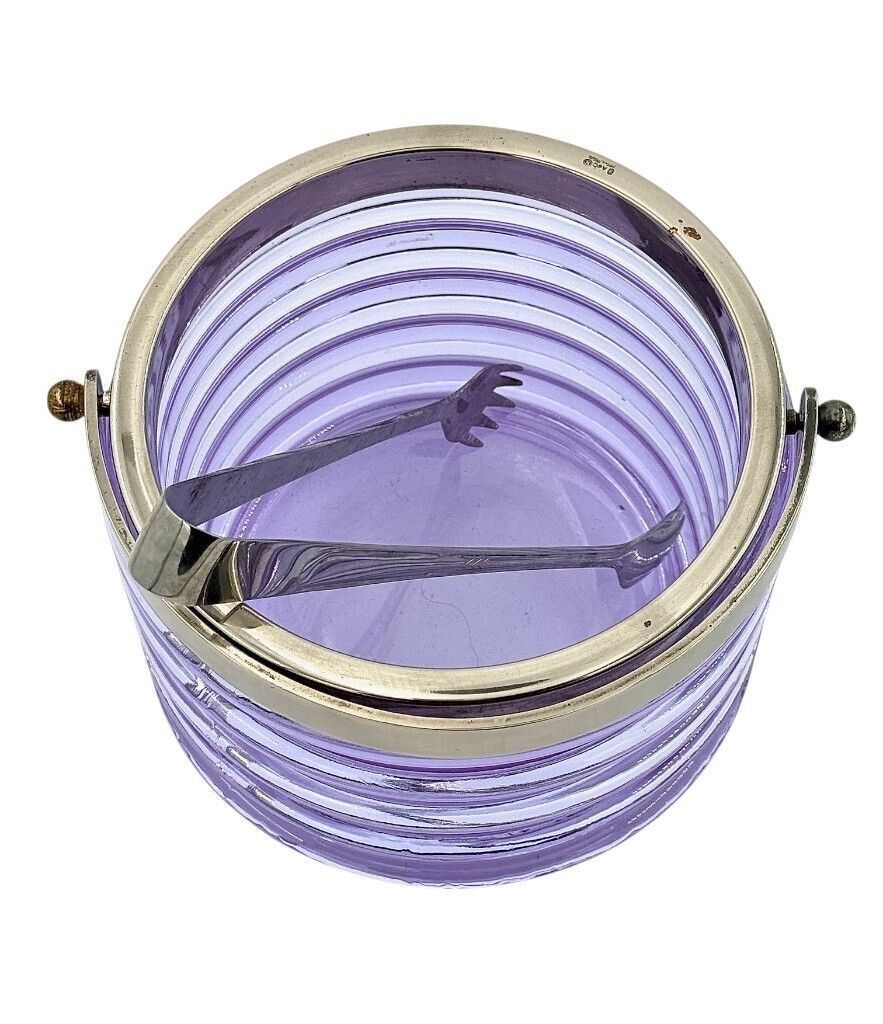 A Murano Purple Glass Ribbed Ice Bucket “Onda” By Sergio Asti For Amolfo Di Cambio photo 625.0