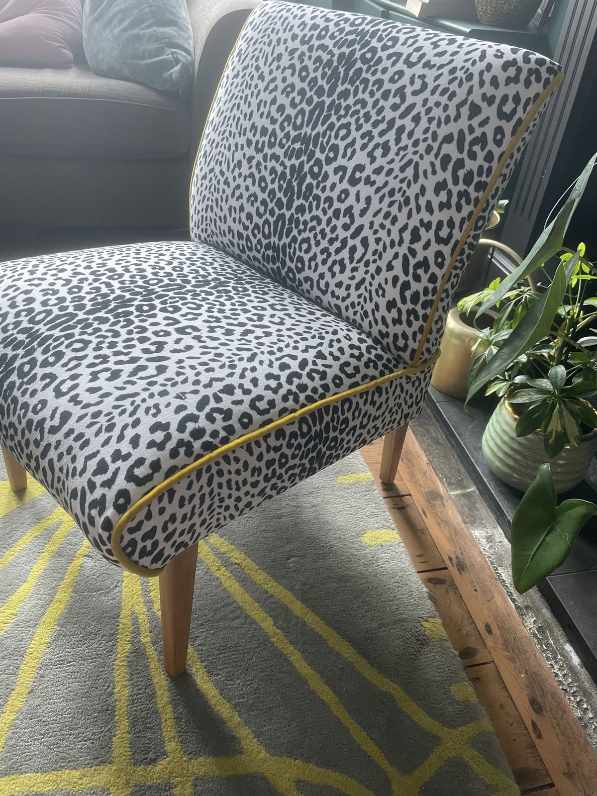Cintique Cocktail Chair Reupholstered In Black & White Animal Print Velvet photo furniture