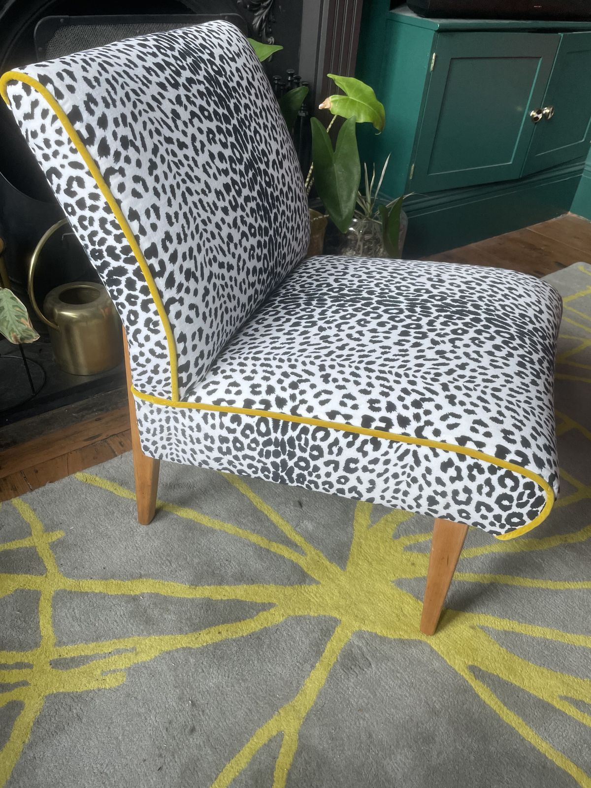 Cintique Cocktail Chair Reupholstered In Black & White Animal Print Velvet photo Furniture