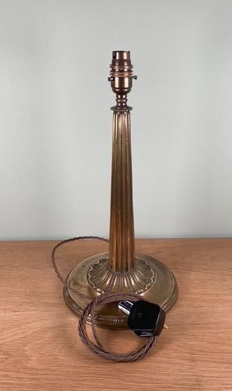 Lighting Antique Edwardian Brass Table Lamp Base Early 20th Century H38cm Rewired photo