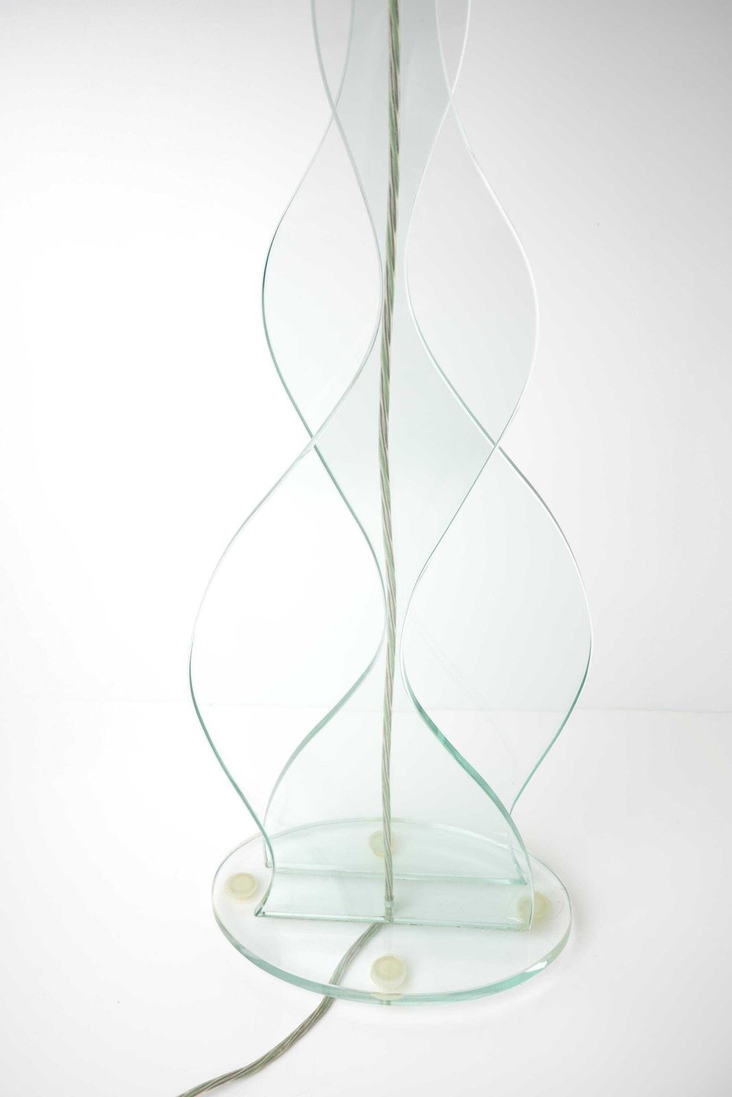 Vintage Greenapple Glass Table Lamp | Sculptural Wavy Lamp | Statement Glass Lamp photo 350.0