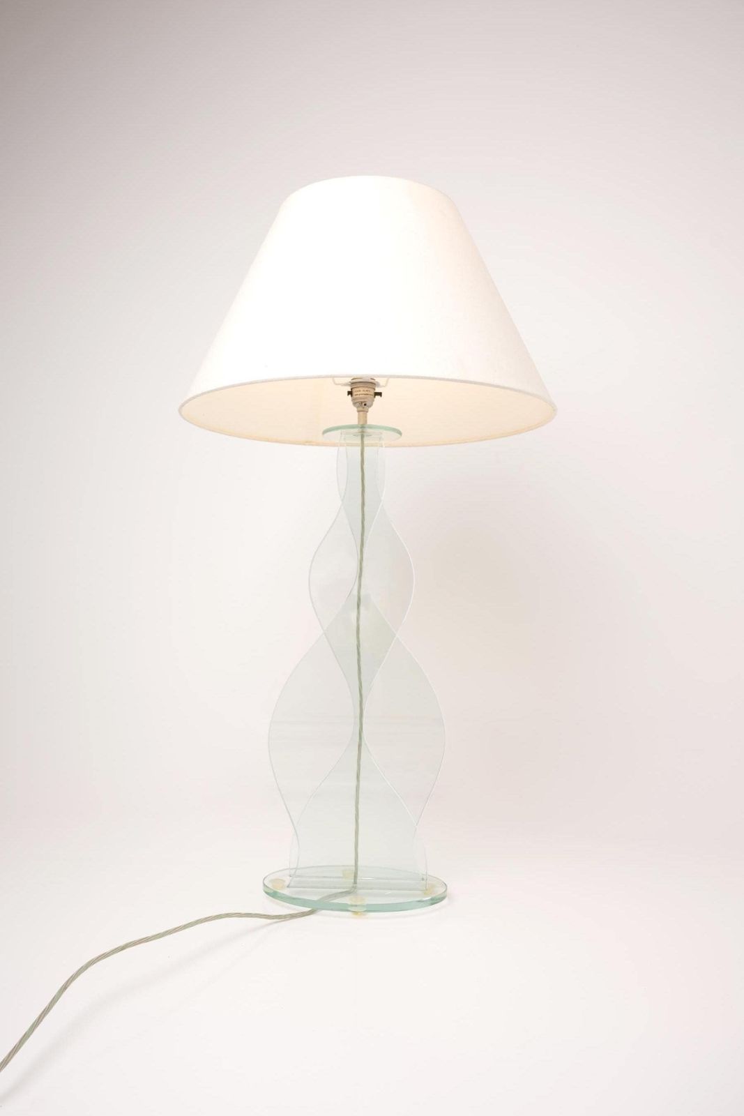 Vintage Greenapple Glass Table Lamp | Sculptural Wavy Lamp | Statement Glass Lamp photo vintage