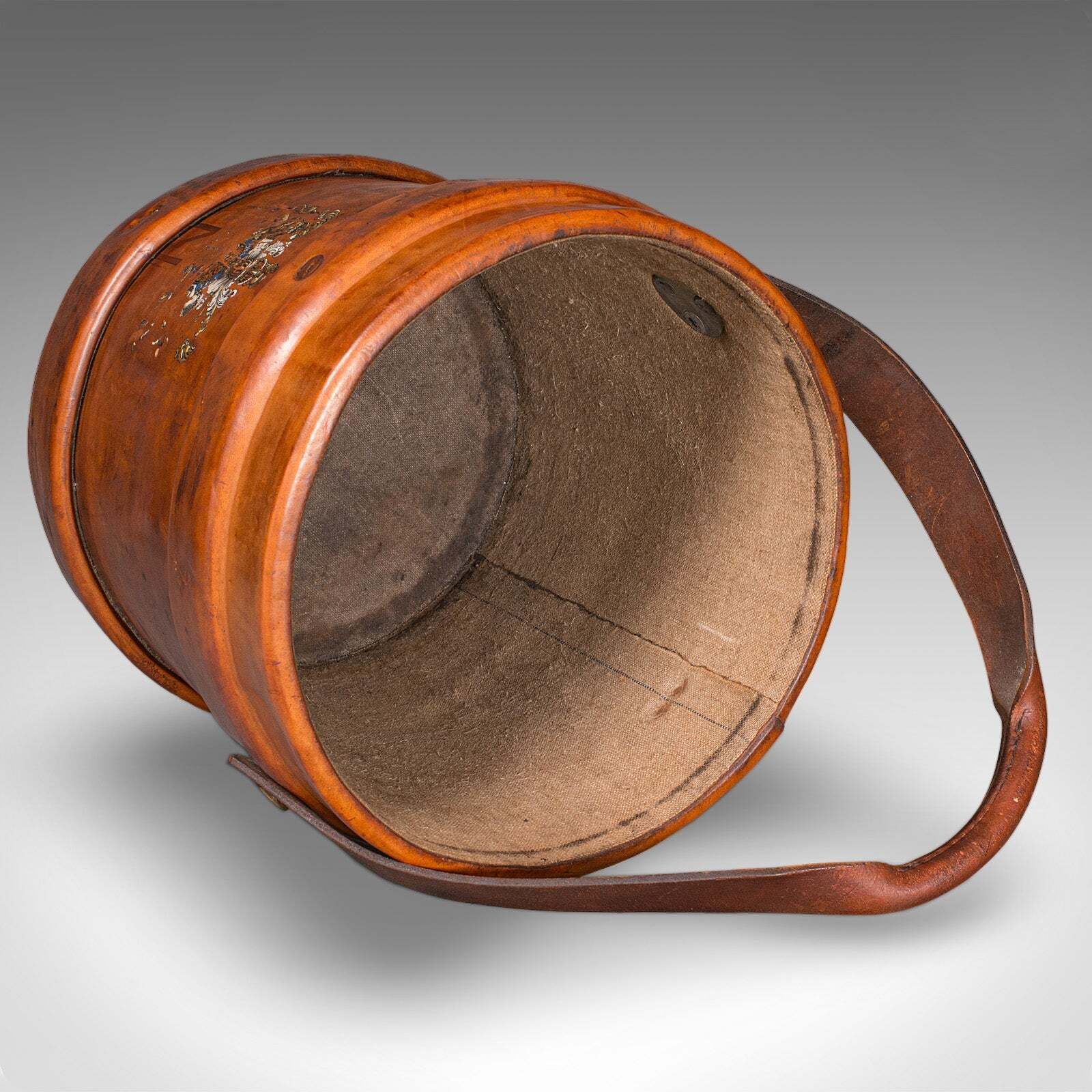Vintage Drawing Room Waste Paper Basket, English, Leather Study Bin, Mid Century photo vintage