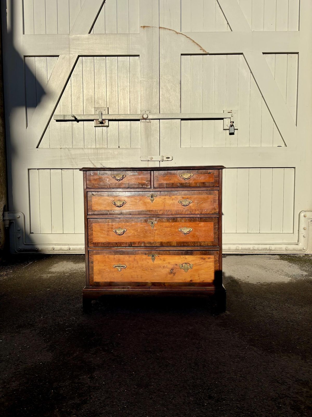 George III Satin Wood Chest Of Drawers With Walnut Cross Banding photo for sale