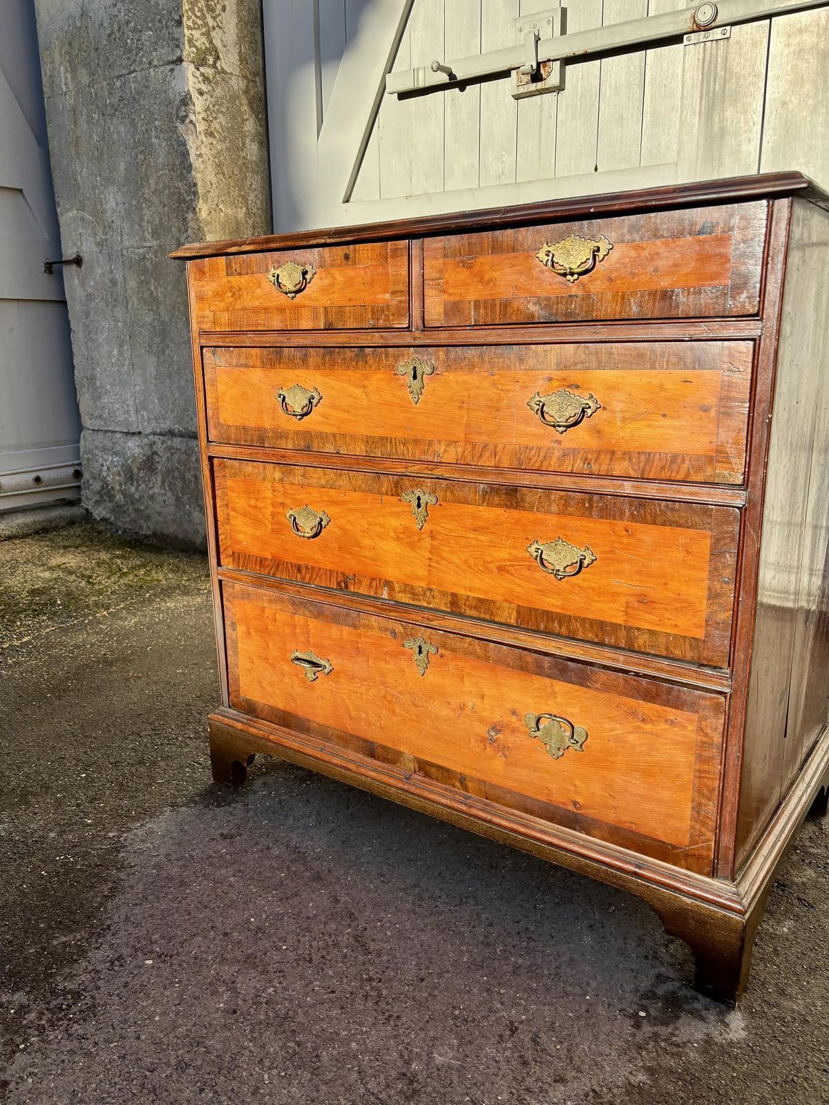 George III Satin Wood Chest Of Drawers With Walnut Cross Banding photo Furniture